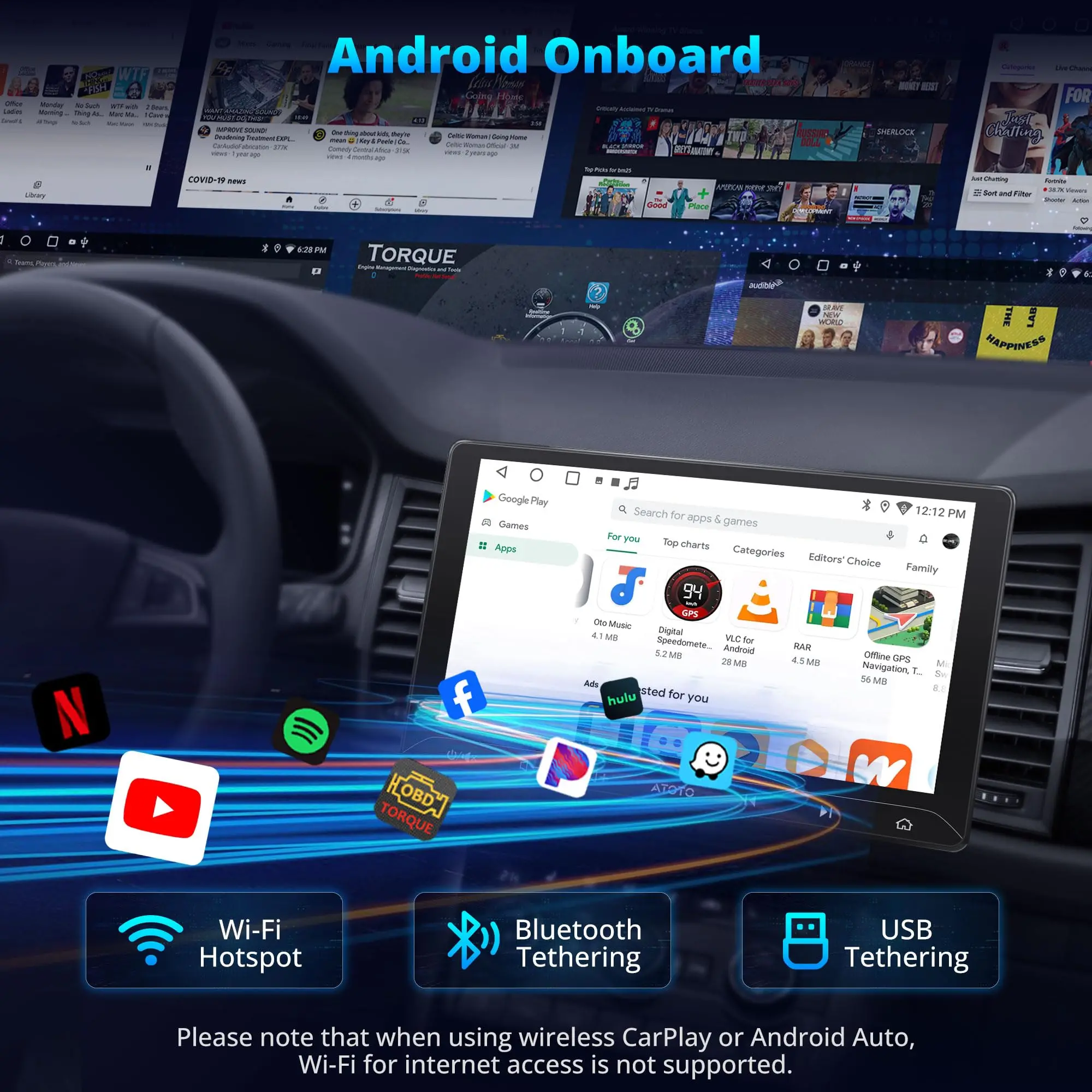 ATOTO A5LG211T 10" Android Double Din Car Stereo with Backup Camera, Wireless CarPlay & Android Auto in-Dash Navigation, WiFi/Bluetooth/USB Tethering, MirrorLink, AI Dialogue,DSP/FM/AM, 2G+32G - Image 3