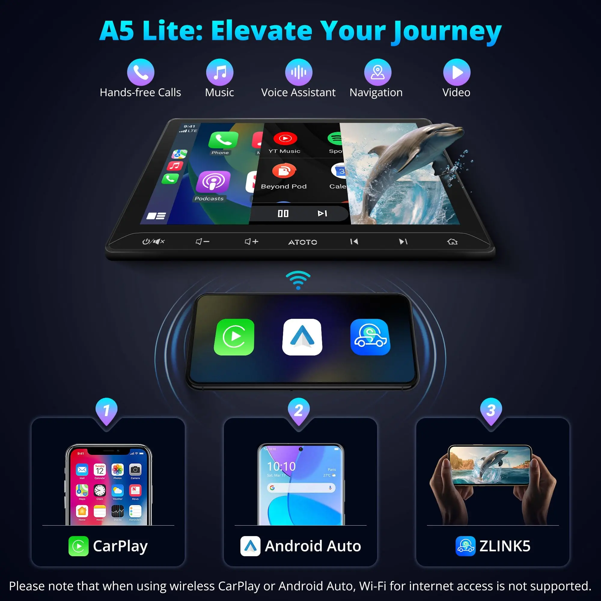 ATOTO A5LG211T 10" Android Double Din Car Stereo with Backup Camera, Wireless CarPlay & Android Auto in-Dash Navigation, WiFi/Bluetooth/USB Tethering, MirrorLink, AI Dialogue,DSP/FM/AM, 2G+32G - Image 4