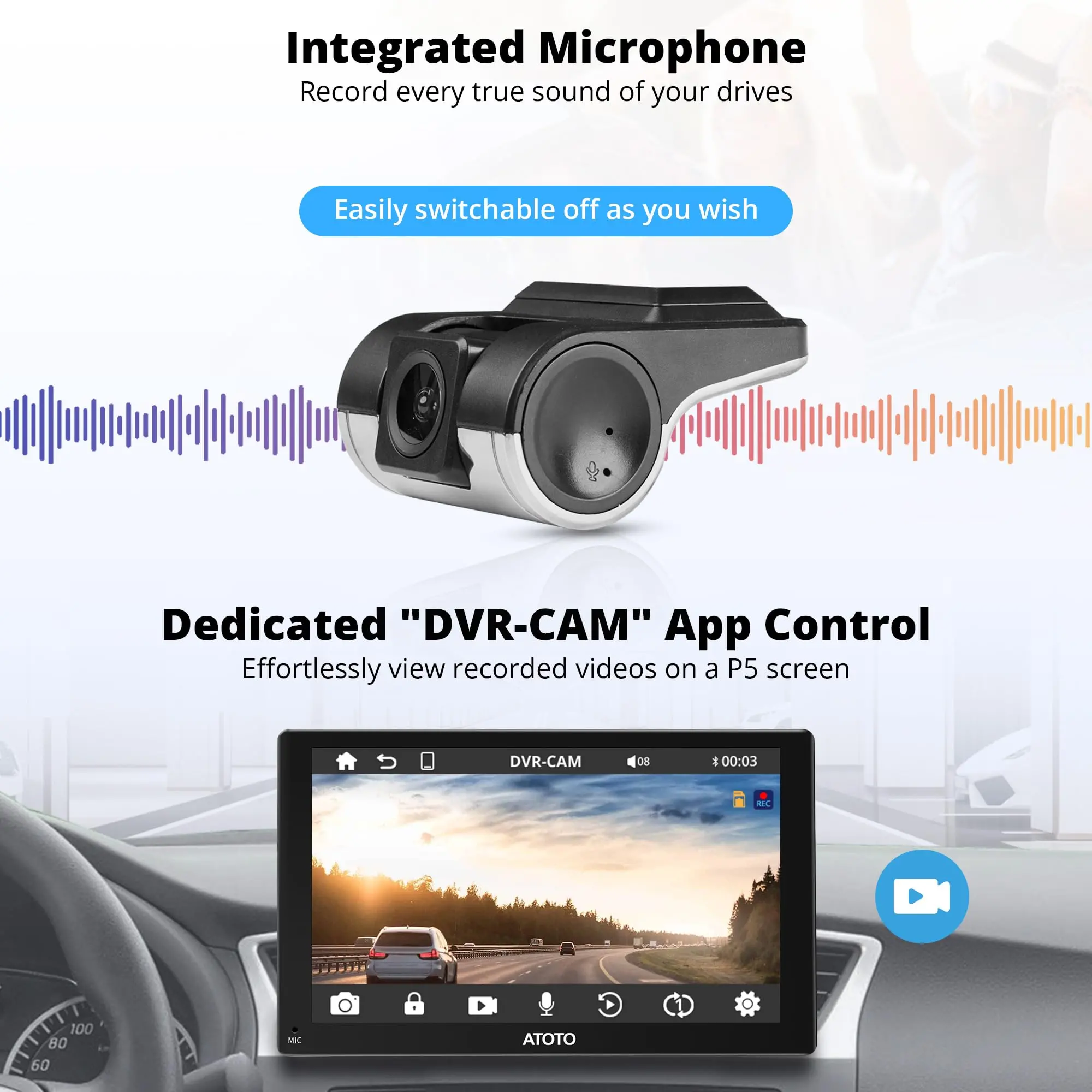 ATOTO AC-44P4 720P Front Camera - 140° Wide Angle, 128GB Storage, for Select ATOTO P5 Series - Image 3