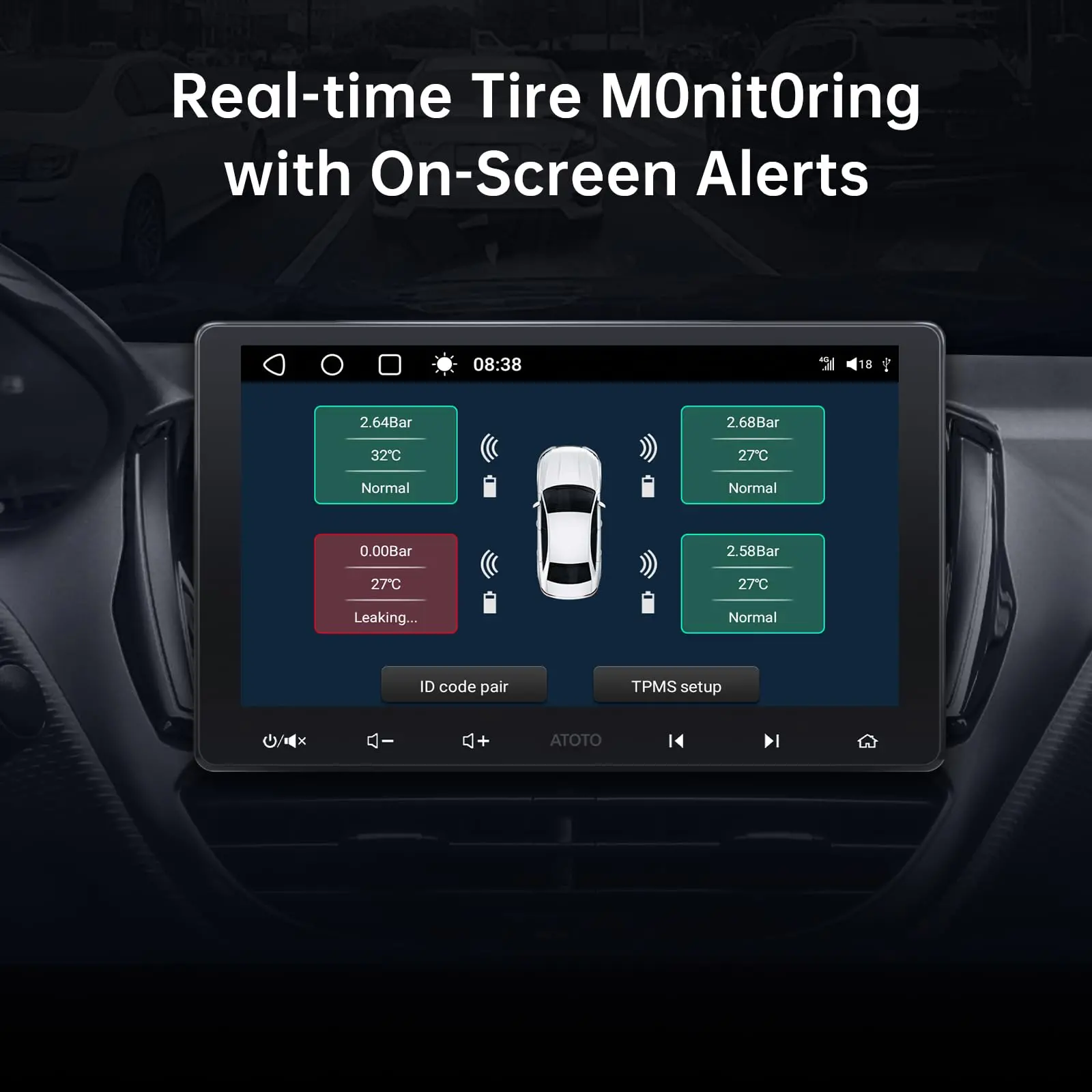 ATOTO AC-UTP1 USB TPMS Tire Pressure Monitoring Sensors for A5, A6, S8, X10, P9 Android Car Stereo Models (External Sensors) - Image 5