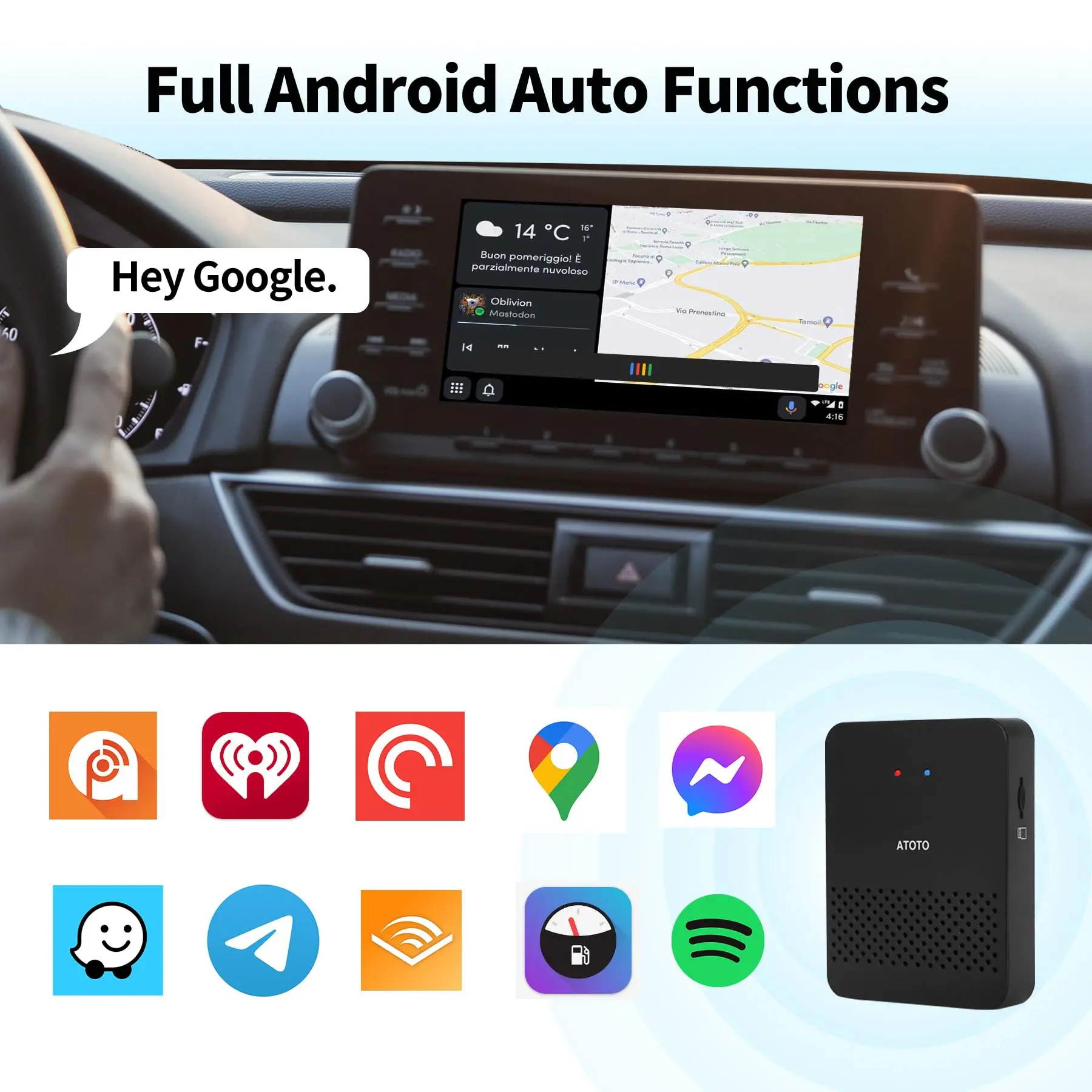 ATOTO AD3WAA-BK Wireless Android Auto Adapter - Convert Wired to Wireless for Factory/Aftermarket Radios - Compatible with Toyota, Nissan, Honda, Ford, Audi, Benz - Image 4