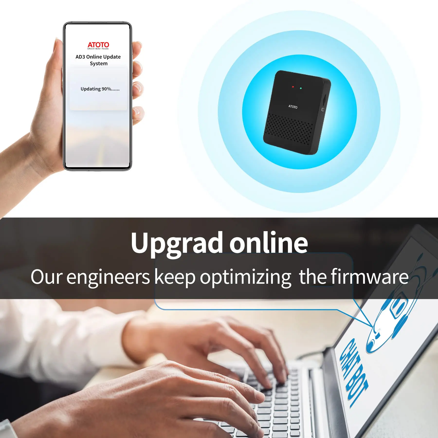 ATOTO AD3WAA-BK Wireless Android Auto Adapter - Convert Wired to Wireless for Factory/Aftermarket Radios - Compatible with Toyota, Nissan, Honda, Ford, Audi, Benz - Image 5