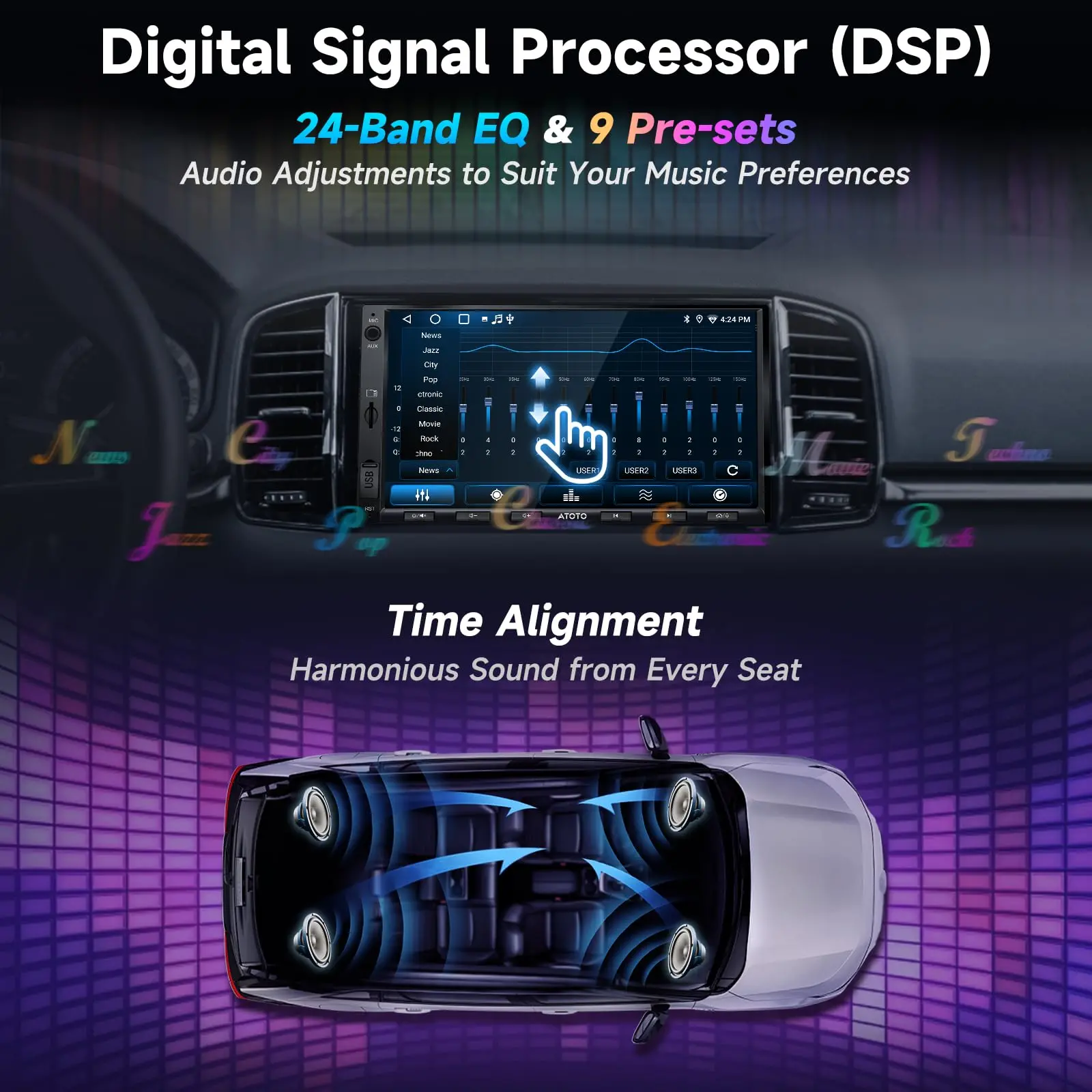 ATOTO A5LG2A7T 7" Android Double Din Car Stereo with Backup Camera, Wireless CarPlay & Android Auto, Wi-Fi/BT/USB Tethering, Built-in DSP, Bluetooth, PhoneLink, FM/AM/TF, 2G+32G - Image 7