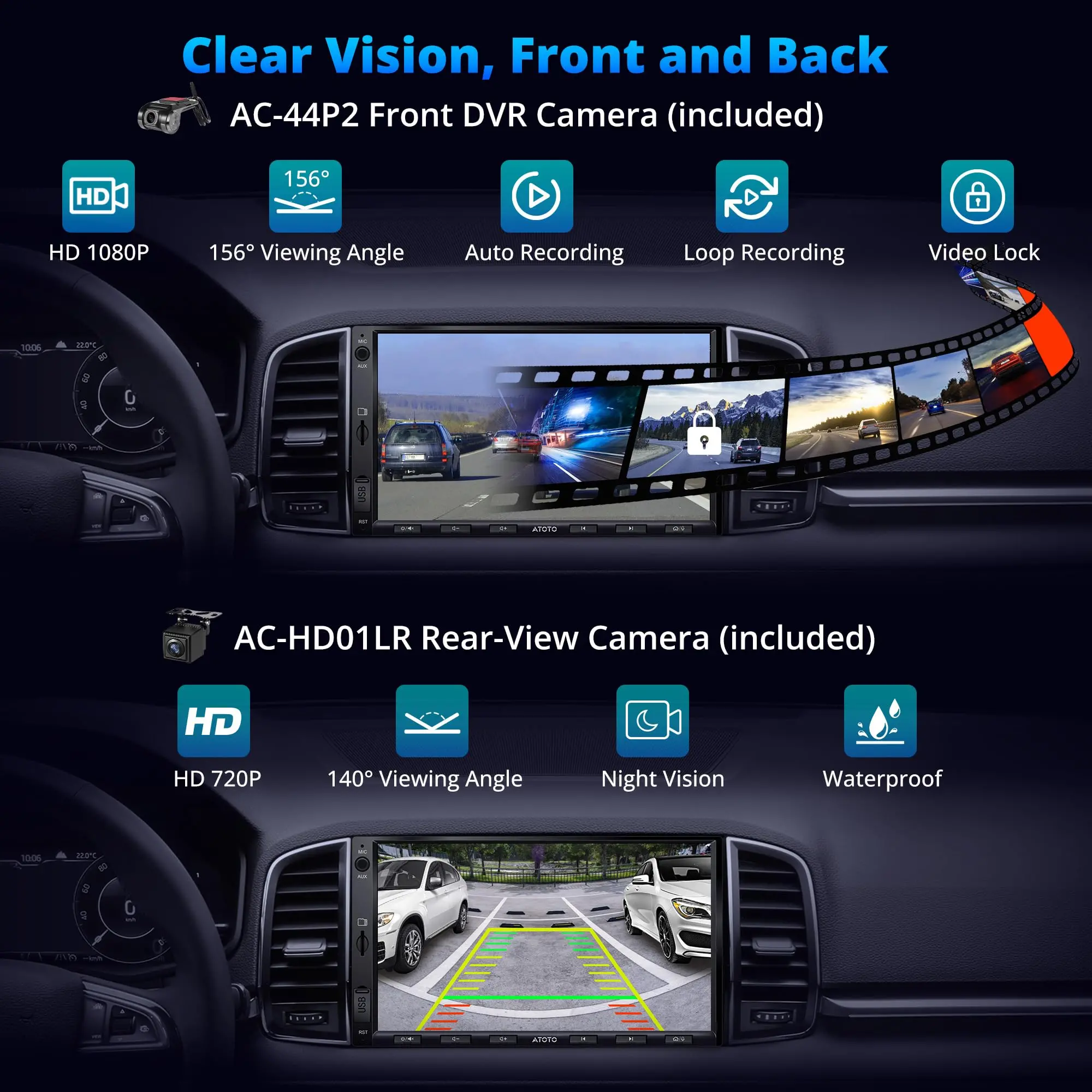 ATOTO A5LG2A7T-S12 7" Android Double Din Car Stereo with Dash & Backup Camera, Wireless CarPlay and Android Auto, WiFi/BT/USB Tethering, DSP, Bluetooth, FM/AM/TF, 2G+32G - Image 4