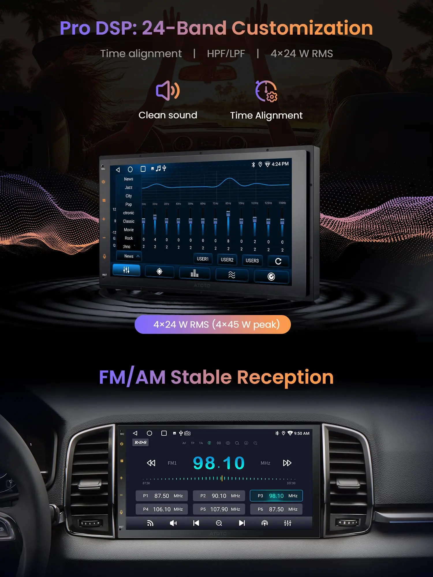 ATOTO A5LG2B7T-S01 7" Android Double Din Car Stereo with Backup Camera, Touchscreen, Wireless CarPlay & Android Auto, GPS Wi-Fi Bluetooth USB Tethering, 24Band EQ, 2+32G - Image 7