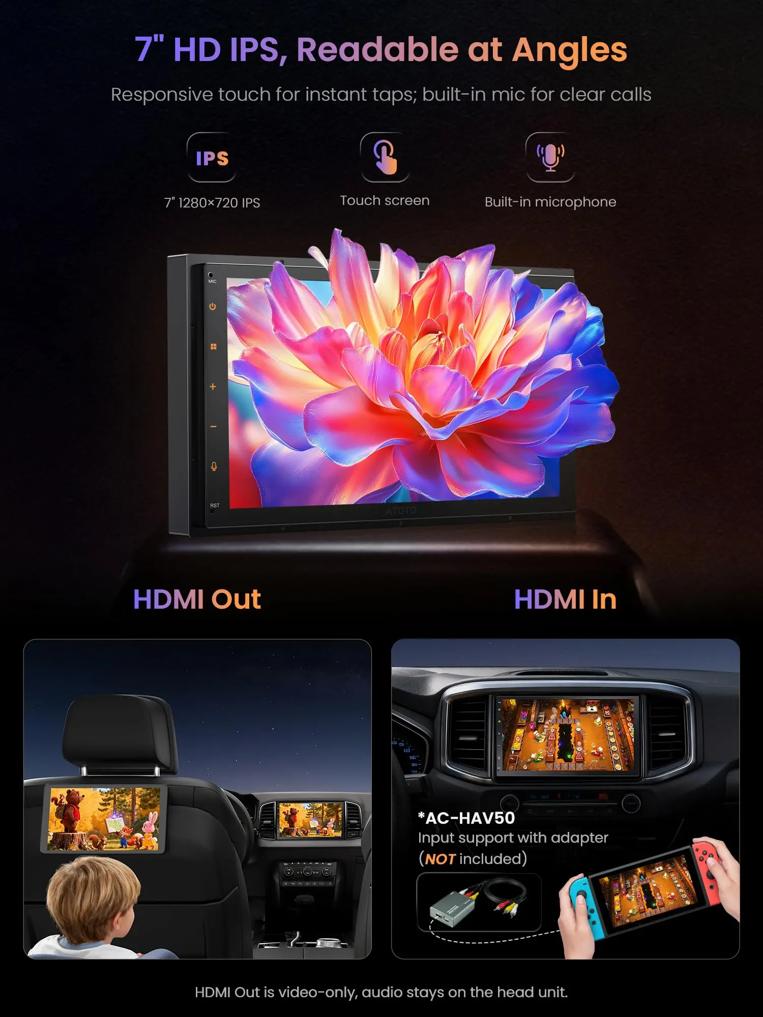 ATOTO A5LG2B7T-S01 7" Android Double Din Car Stereo with Backup Camera, Touchscreen, Wireless CarPlay & Android Auto, GPS Wi-Fi Bluetooth USB Tethering, 24Band EQ, 2+32G - Image 8