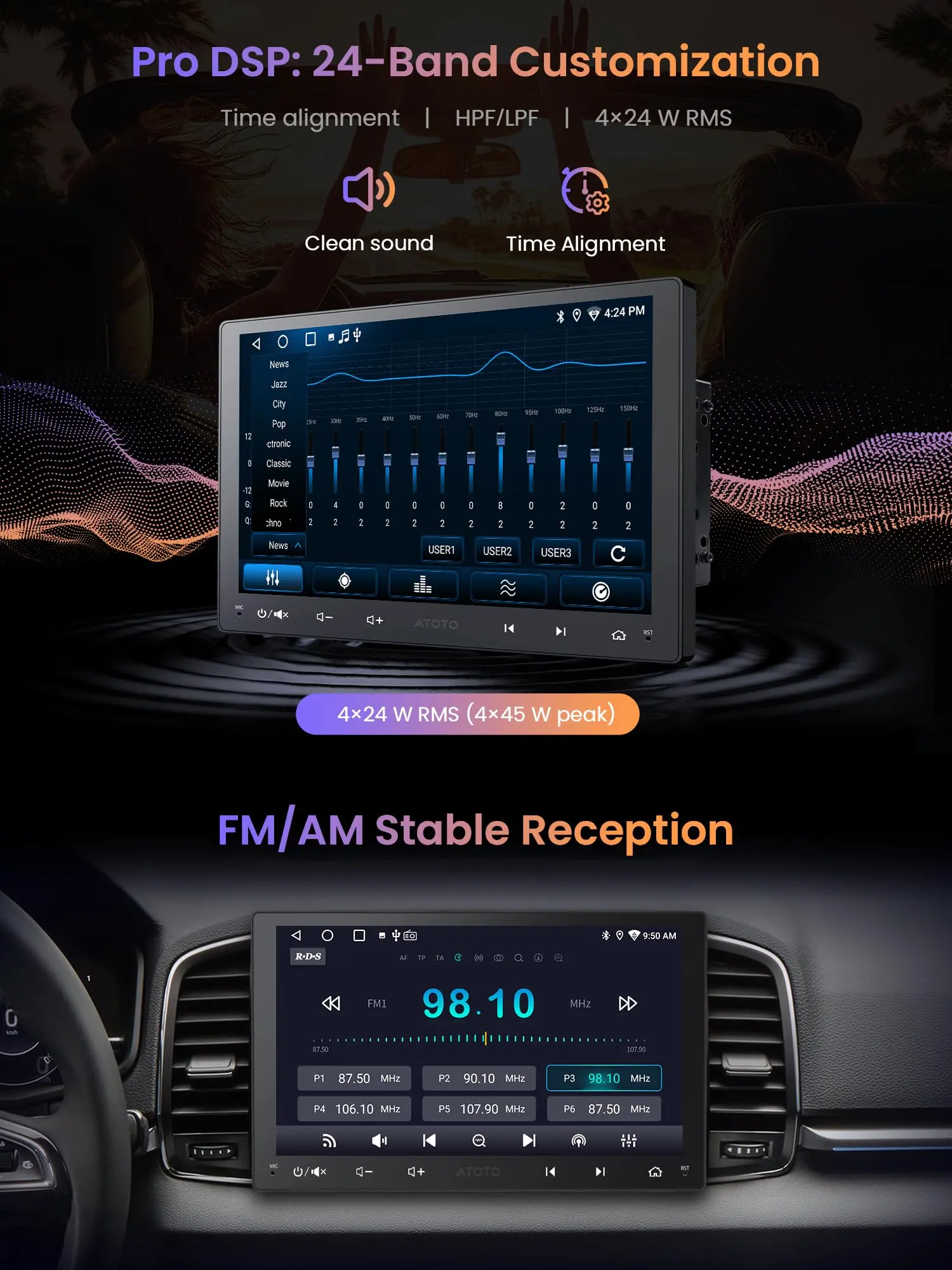 ATOTO A5LG209T 9" Android Double Din Car Stereo, Wireless Android Auto CarPlay Head Unit with WiFi BT USB, in-Dash GPS Navigation System, 1280 * 720P Touchscreen, AM/FM, 2+32G - Image 7