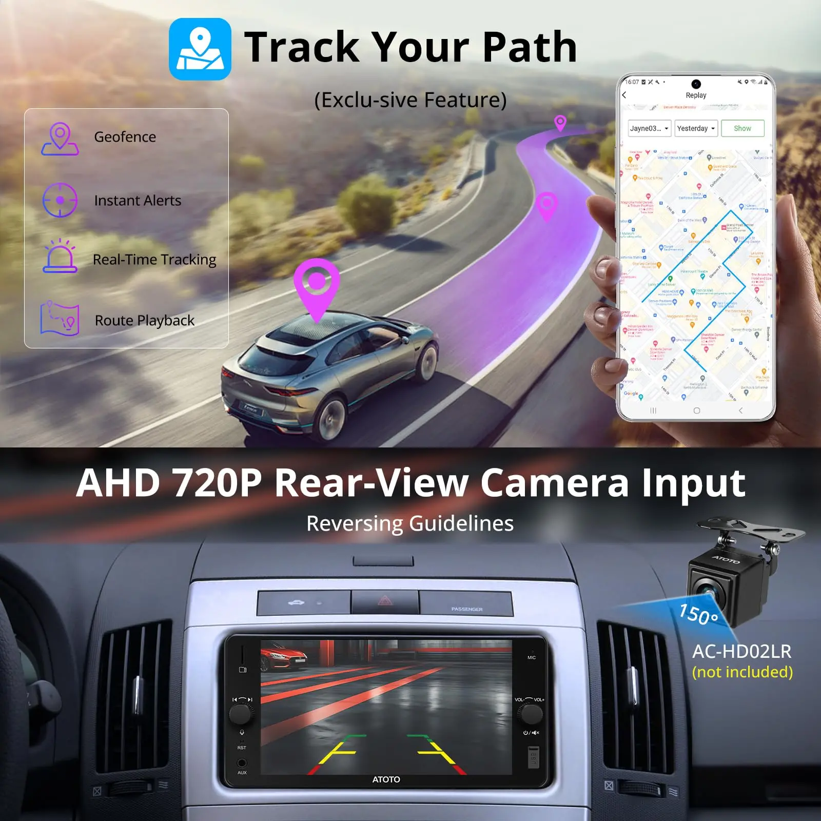 ATOTO A5LTYB7T 7" Double Din Car Stereo, Wireless CarPlay & Android Auto, Compatible with Toyota, Touchscreen, Wi-Fi/BT Tethering, 24 Band EQ DSP, FM/AUX/TF, 2G+32G - Image 7