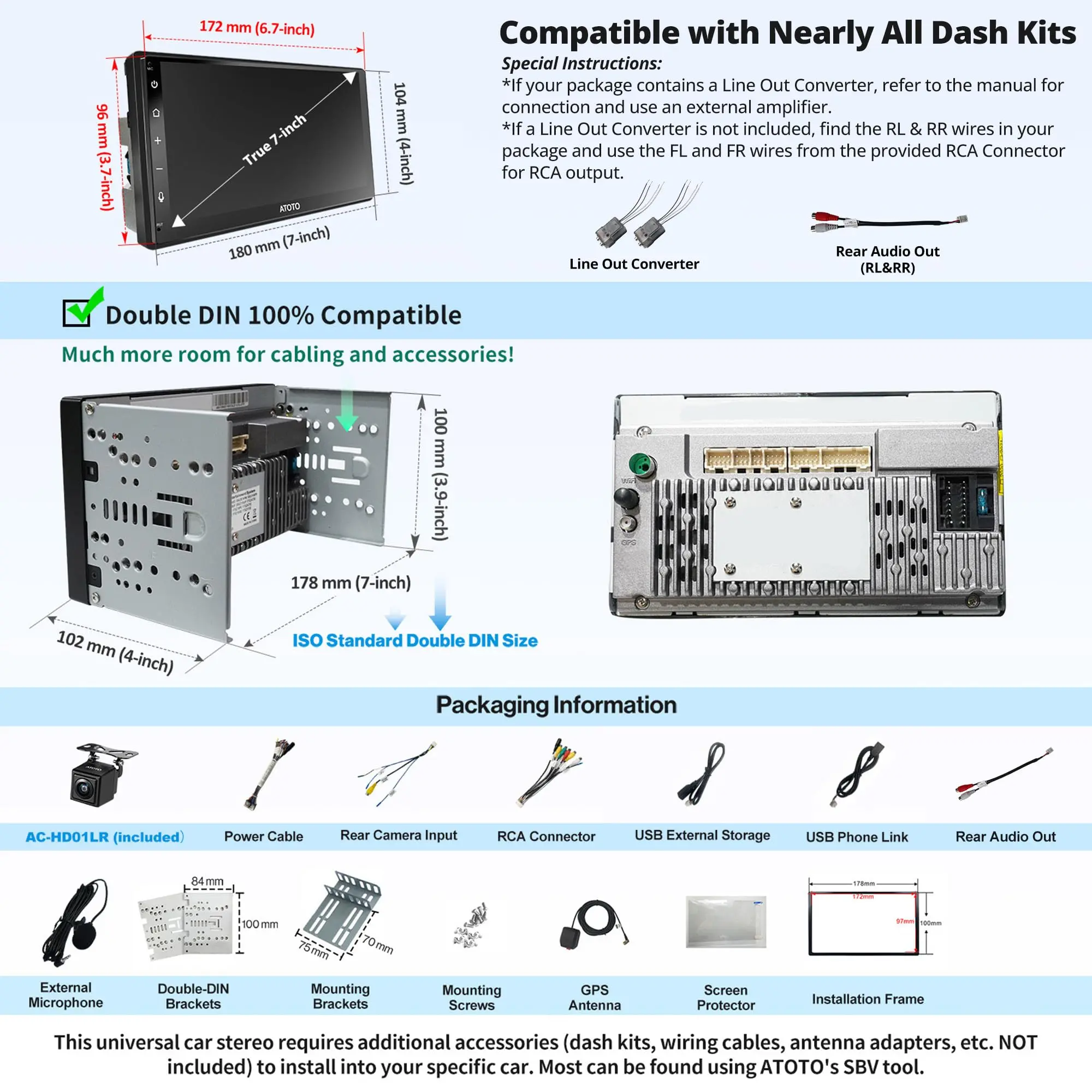 ATOTO A6G2B7PF 7" Double Din Car Stereo with Backup Camera & Mic, Android, Touchscreen, Wireless CarPlay & Android Auto, GPS Tracking, WiFi/Bluetooth/USB Tethering, HD LRV QLED - Image 7