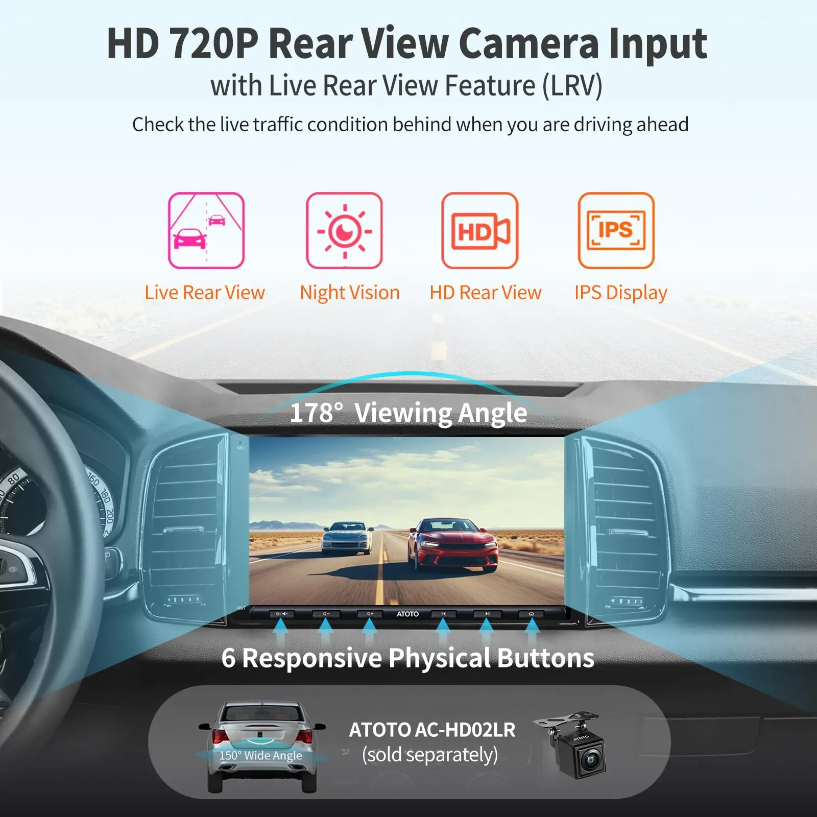 ATOTO A6G2A7PF Autoradio 2 DIN 7 Pouces, Android, CarPlay & Android Auto sans fil, Double Bluetooth, MirrorLink, Partage Internet WiFi/BT/USB, HD LRV, 2G+32G - Image 6