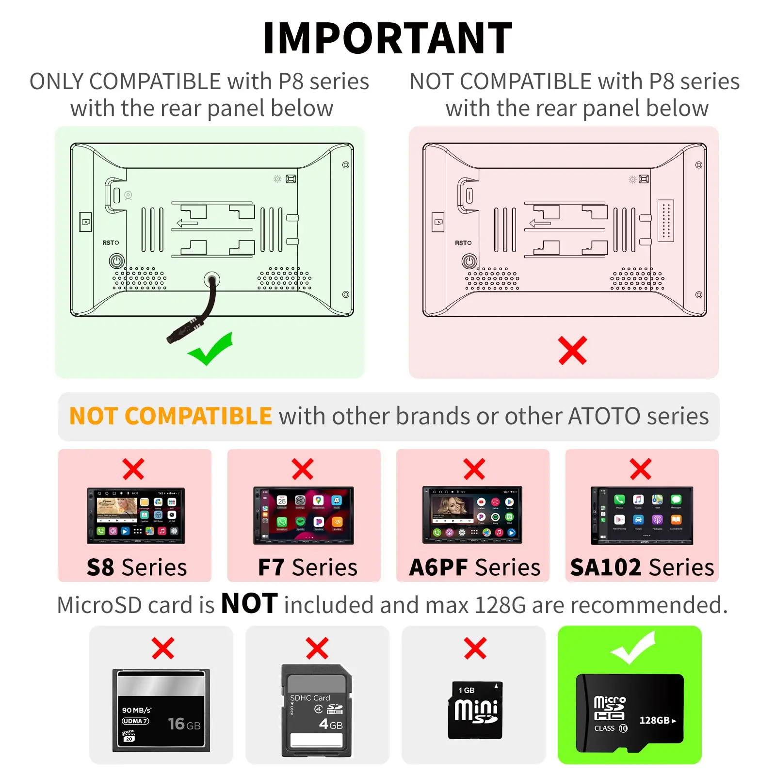 ATOTO AC-FCR01W 1080P Front Camera, 150° Wide Angle, Light Suppression, Built-in G-Sensor, for Select ATOTO P8 Series - Image 7