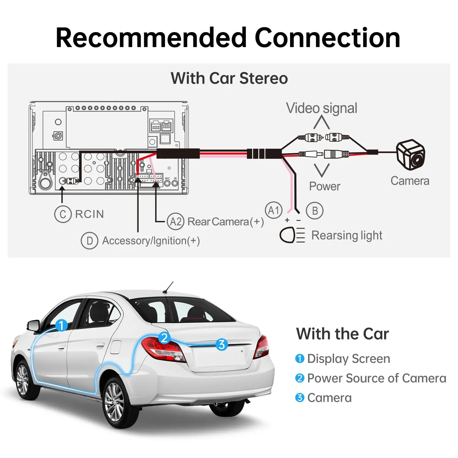 ATOTO AC-HD02LR Rückfahrkamera HD 720P mit Live-Ansicht, Nachtsicht & wasserdicht IP67, Kompatibel mit ATOTO X10, S8, F7, A5, A6, Exklusiv-Zubehör für ATOTO Autoradios - Image 5