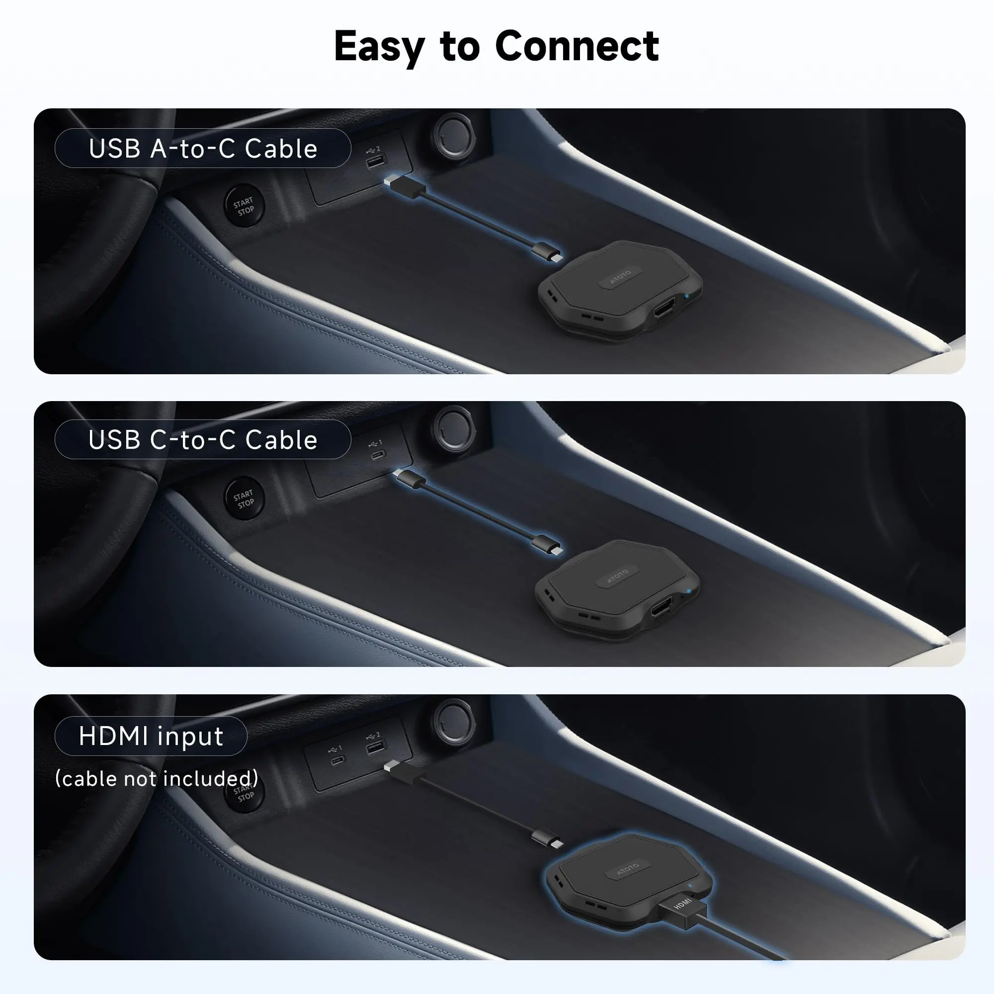 ATOTO AD1-BK Wireless CarPlay Adapter for iPhone - Convert Wired to Wireless CarPlay, Plug & Play, HDMI Hub for TV/DVD, OTA Updates - Image 4