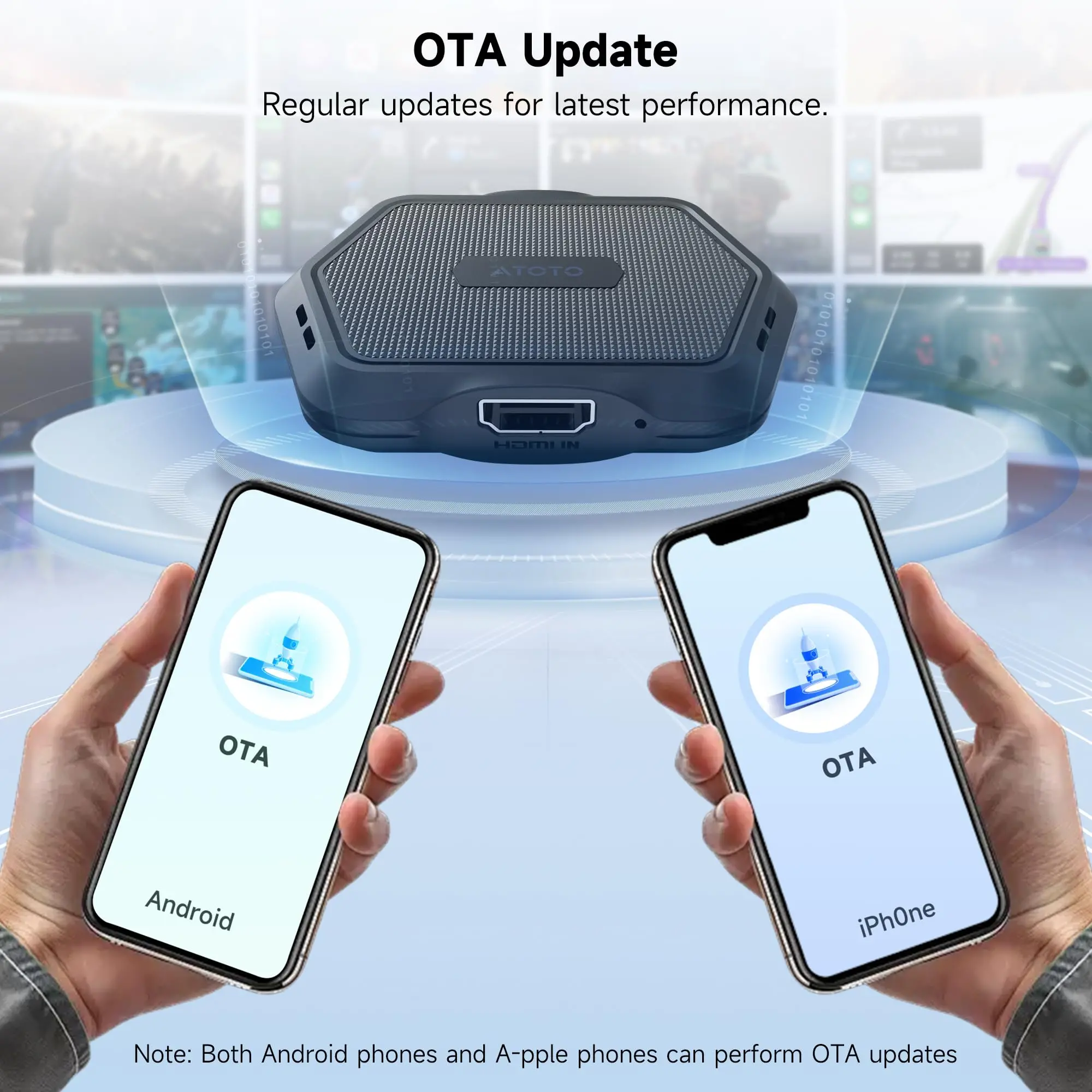 ATOTO AD1-BK Wireless CarPlay Adapter for iPhone - Convert Wired to Wireless CarPlay, Plug & Play, HDMI Hub for TV/DVD, OTA Updates - Image 5