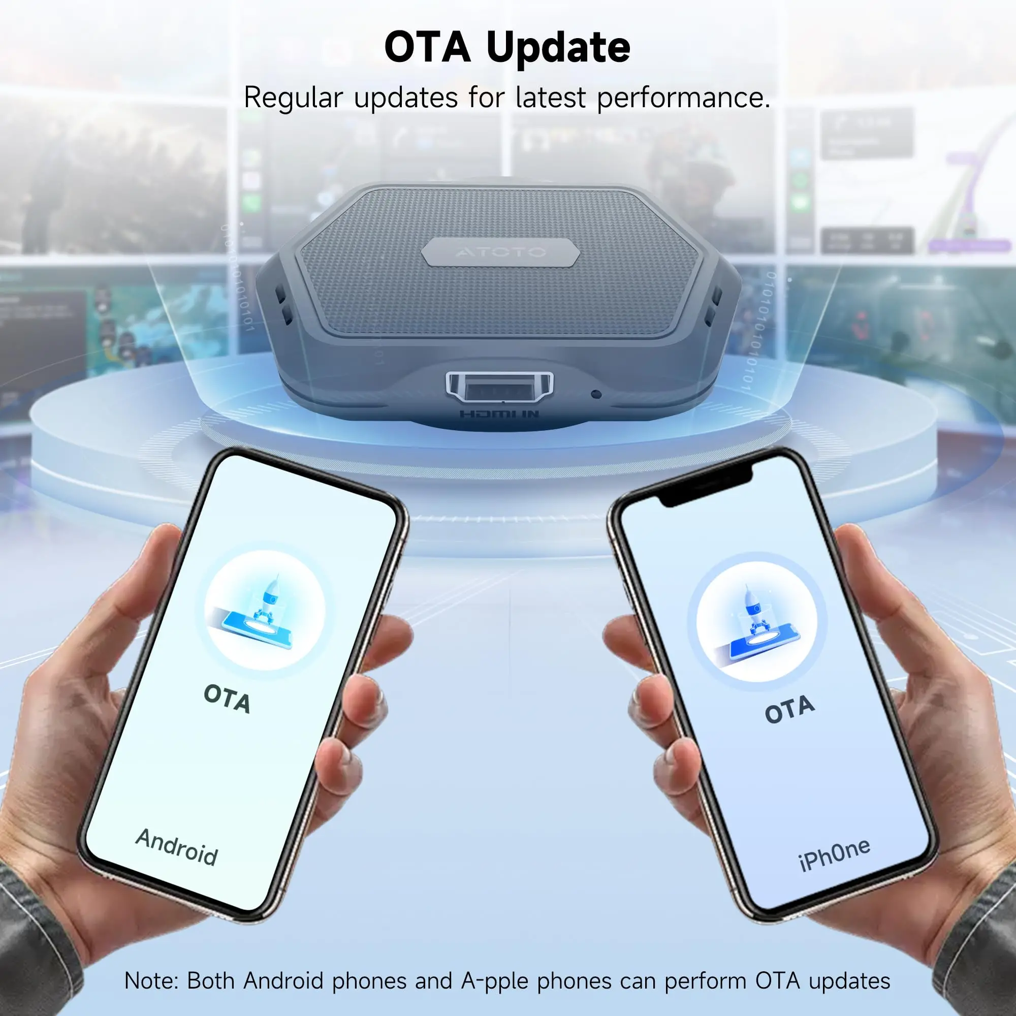 ATOTO AD1 Wireless CarPlay Adapter with HDMI, 2-in-1 Dongle for Wired CarPlay Cars, Plug & Play Multimedia Hub for TV Box, Game Console, DVD, Blu-ray, Bluetooth 5.2, OTA Updates - Image 5