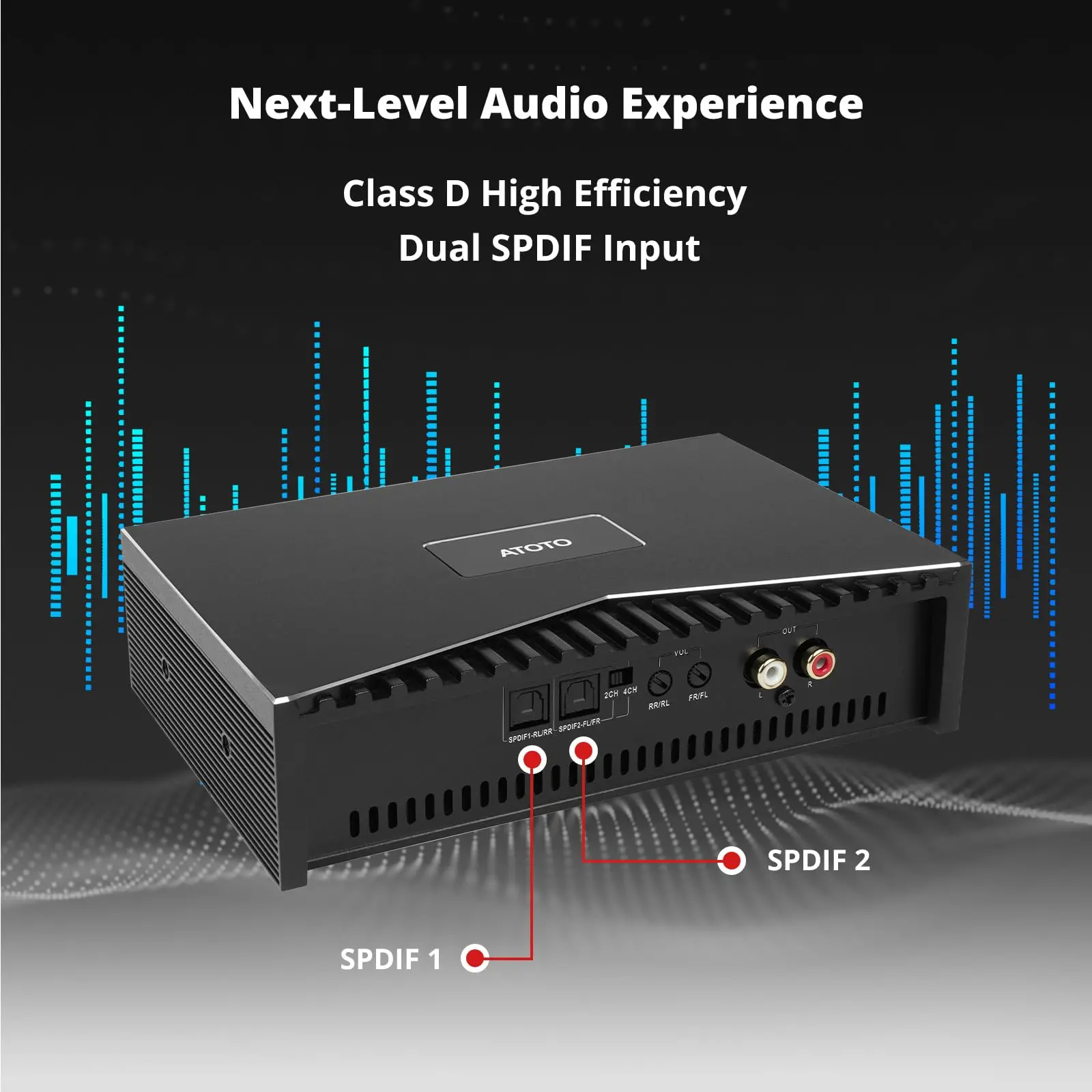 ATOTO CA-AEC03 4-Ch Car Amp - 55Wx4 RMS, Class D, SPDIF, 4-8 Ohm, for A5/A6/F7/S8/X10 (Not P5/P8/P9) - Image 3