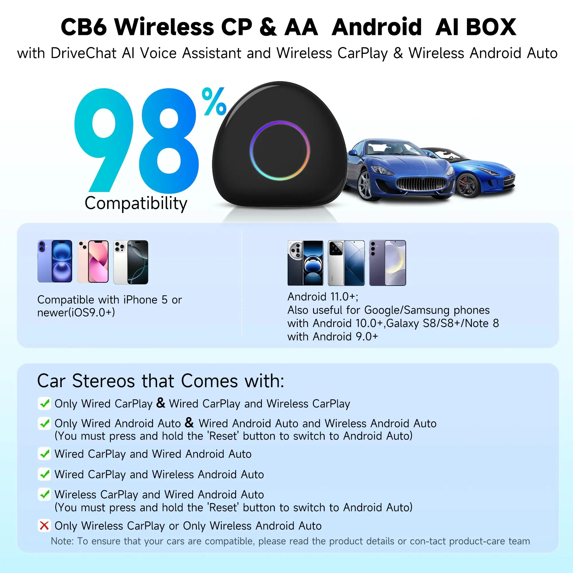 ATOTO CarWave CB6D wireless CarPlay adapter Magic Box CarPlay Video Box - Wireless CarPlay/Android Auto/Android 13 OS, 8GB+128GB, 4G LTE, WiFi, Dual Bluetooth, GPS, YouTube/Netflix Support, microSD, OTA, Black - Image 7