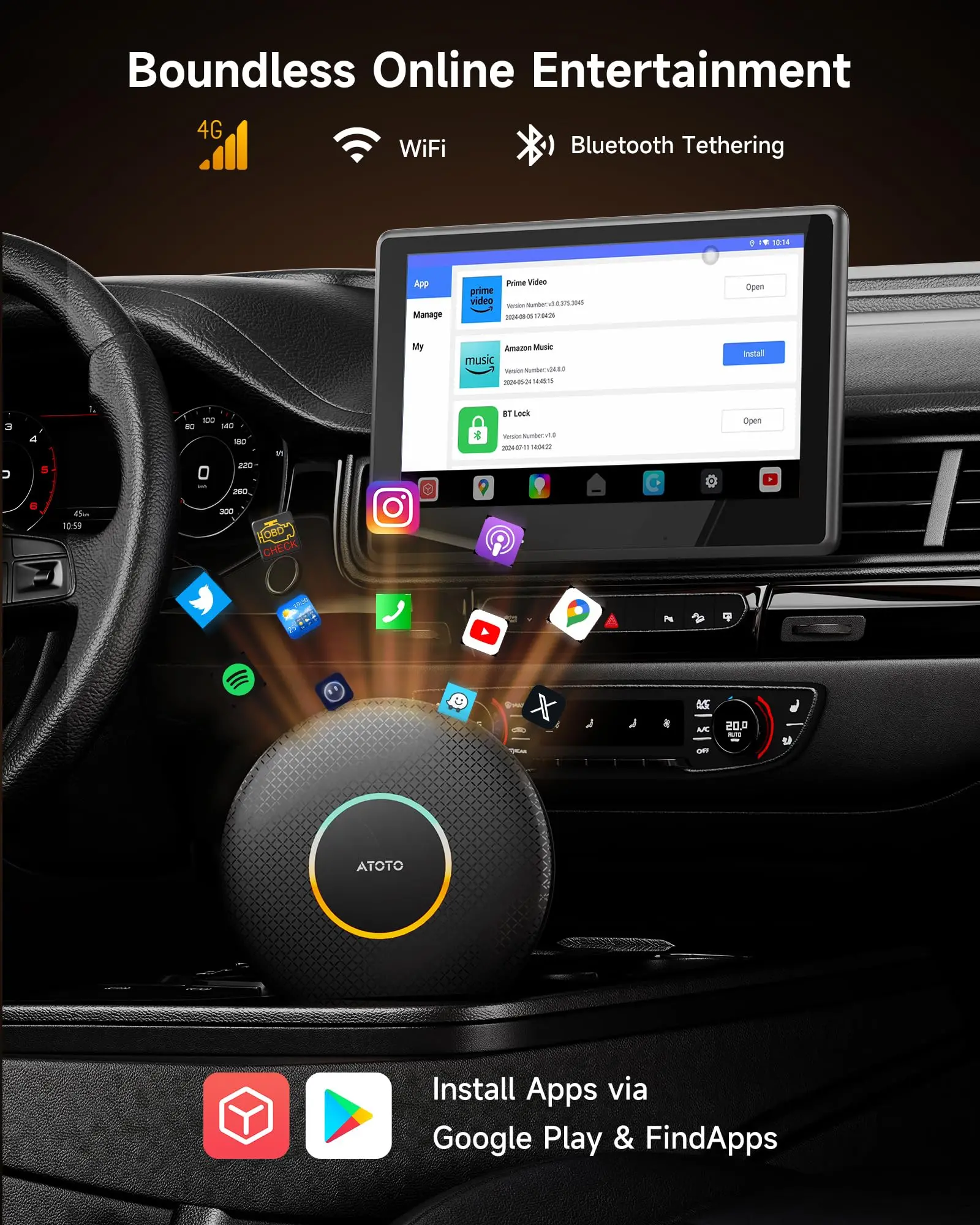 ATOTO CB6 Wireless CarPlay Adapter - Android AI Box, 4GB/64GB, Dual BT, GPS, App Support (Wired to Wireless Converter) - Image 6