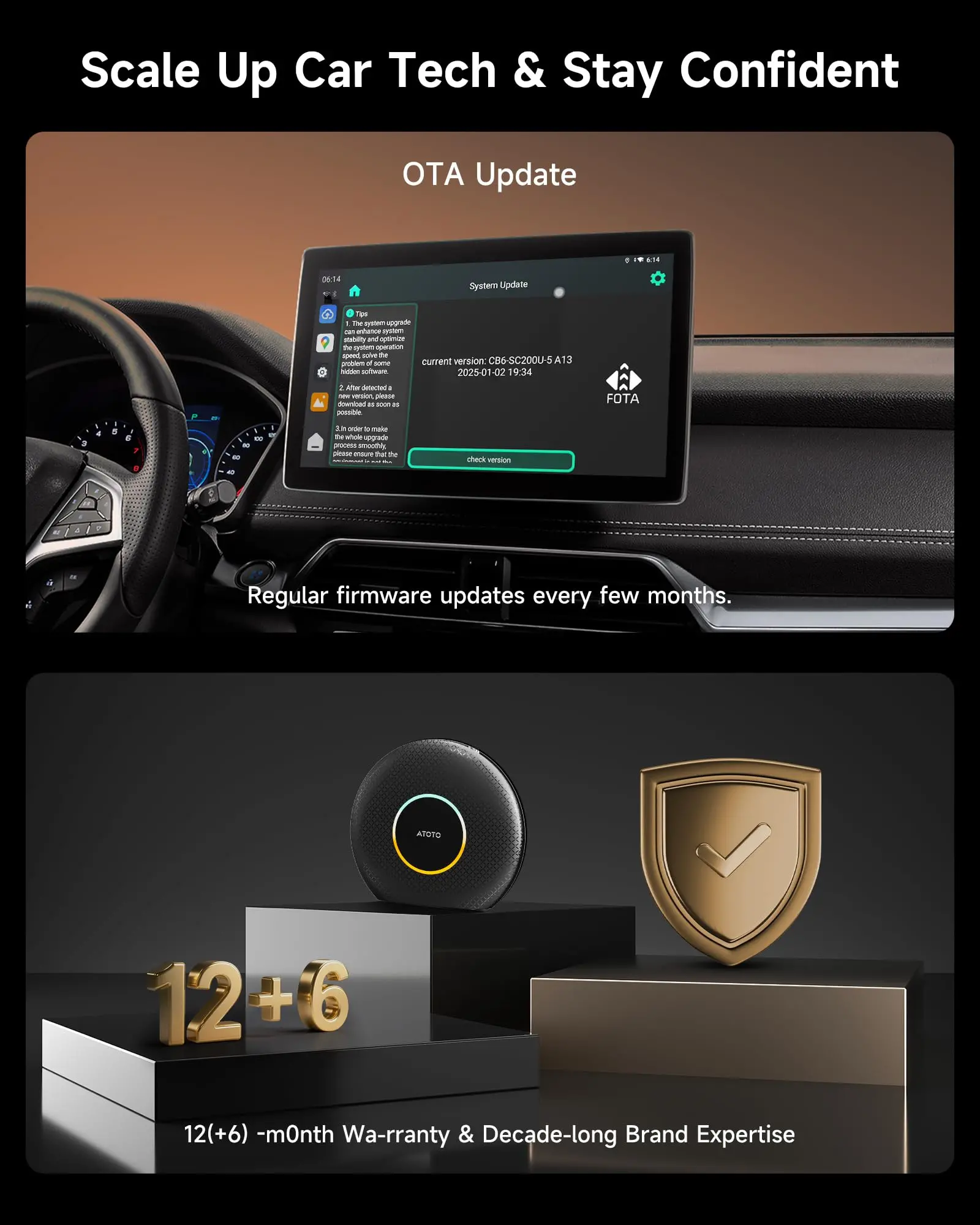 ATOTO CB6 Wireless CarPlay Adapter - Android AI Box, 4GB/64GB, Dual BT, GPS, App Support (Wired to Wireless Converter) - Image 8