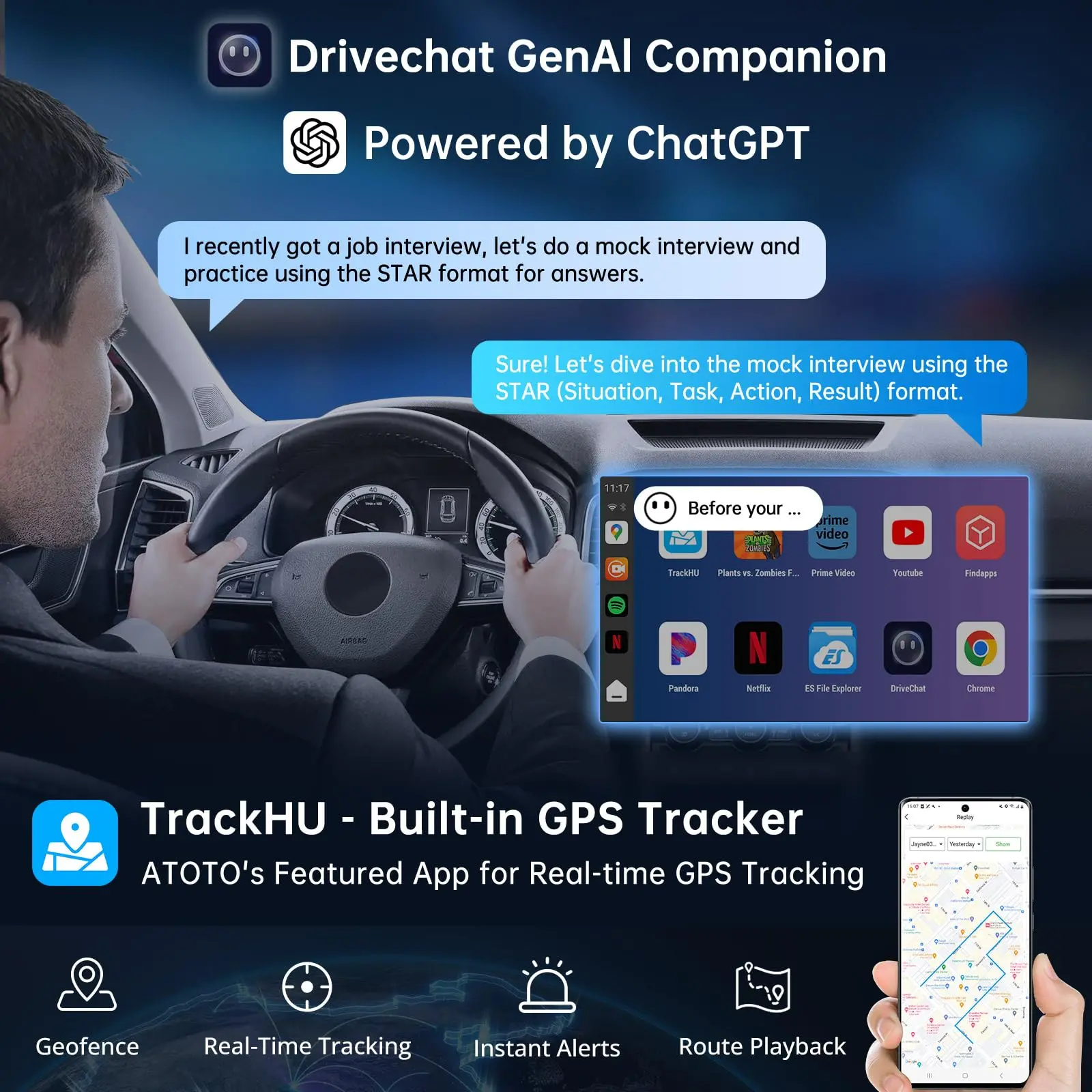 ATOTO CB6 Wireless CarPlay Adapter - 4GB RAM 64GB Storage, Built-in 4G LTE, OBD2 Diagnostics, Plug-and-Play Car AI Box with DriveChat & FindApps, Supports CarPlay/Android Auto - Image 3
