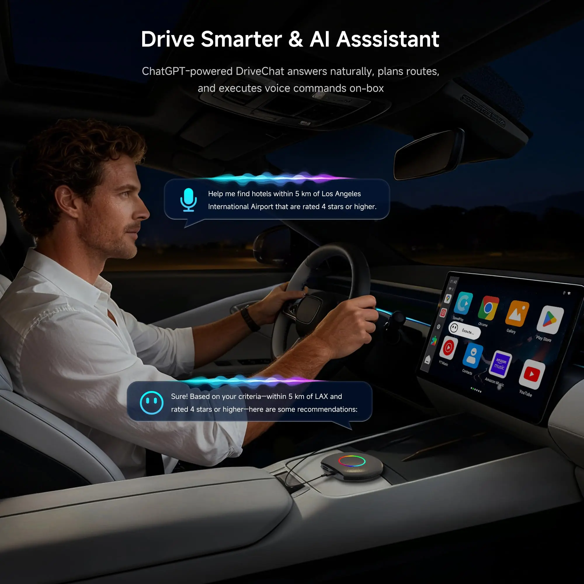 ATOTO CB6 Wireless CarPlay Adapter, 8G+128G, AI Box with AI DriveChat, GPS Tracking, Dual Bluetooth, 4G LTE (Black) - Image 4