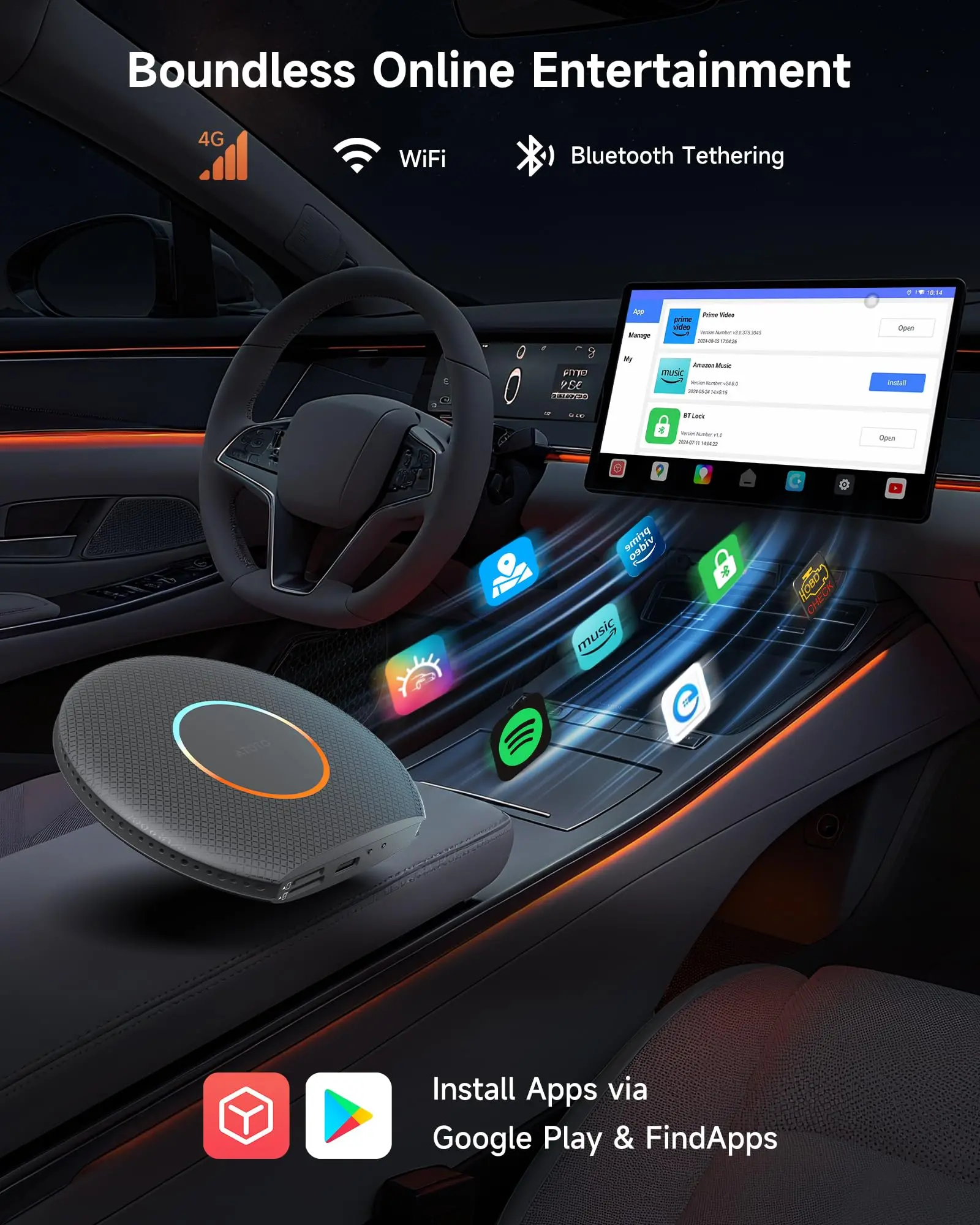 ATOTO CB6A Wireless CarPlay Adapter (2025 Upgrade) CarPlay AI Box with Plug & Play, DriveChat, GPS, Android 13, 4G LTE, Dual Bluetooth, YouTube Support, 4G+64G - Image 6