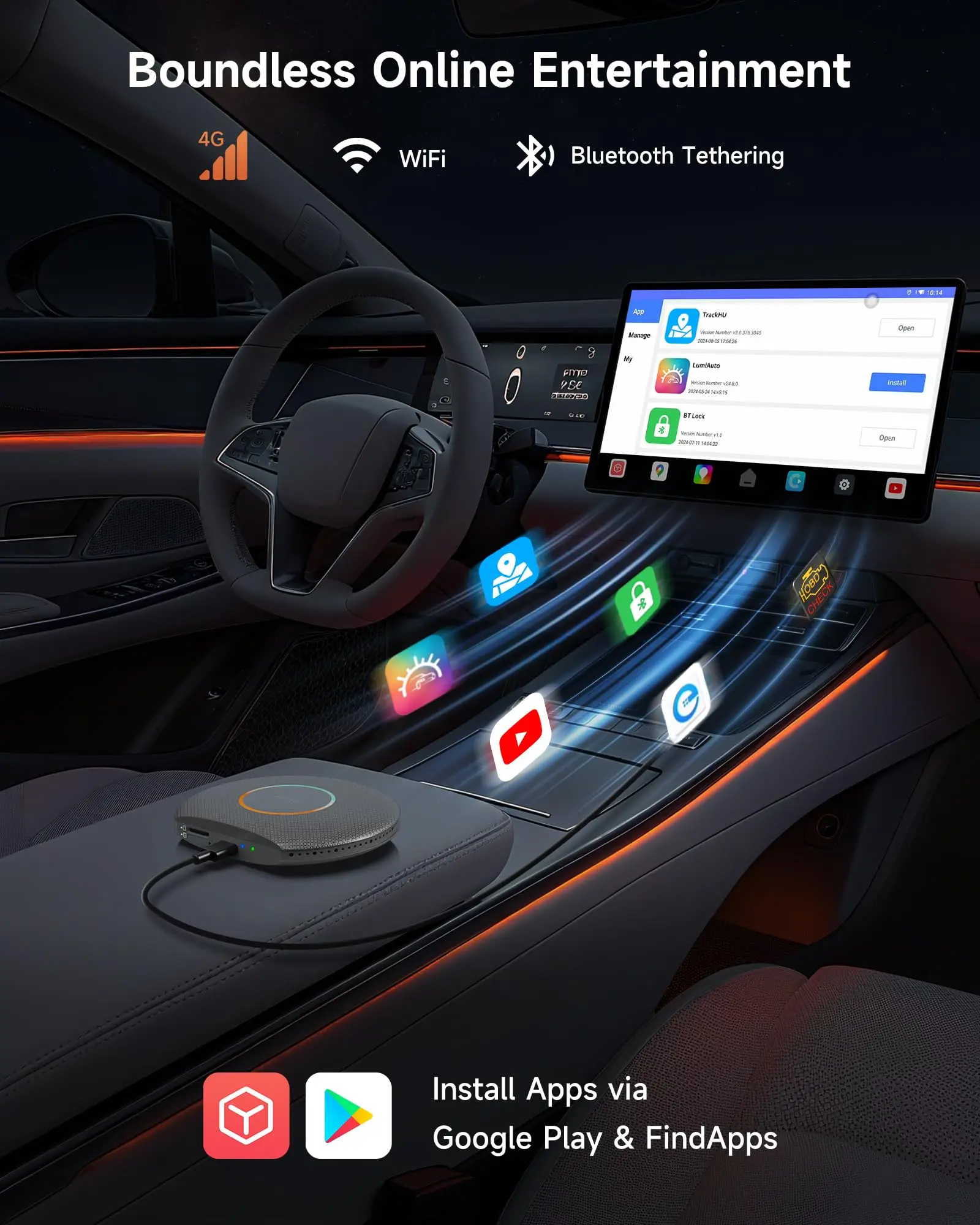 ATOTO CB6 2025 Upgrade Wireless CarPlay Adapter & Android AI Box, Plug & Play CarWave Smart Box with AI DriveChat, GPS Tracking, Android 13, 4G LTE, Dual Bluetooth, 8G+128G - Image 5