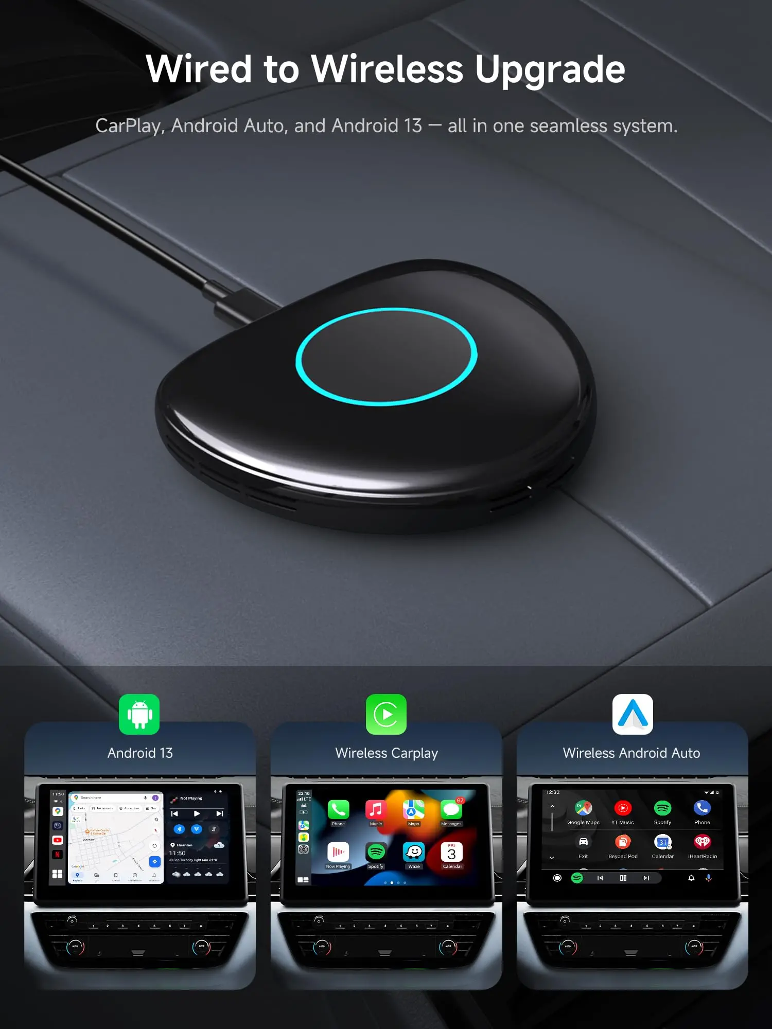 ATOTO CB6C Wireless CarPlay Adapter, CarWave Car Smart Box, Android 13, 4G LTE, 4+64G, GPS Tracking, AI DriveChat, Android Auto, Plug & Play, Black - Image 3