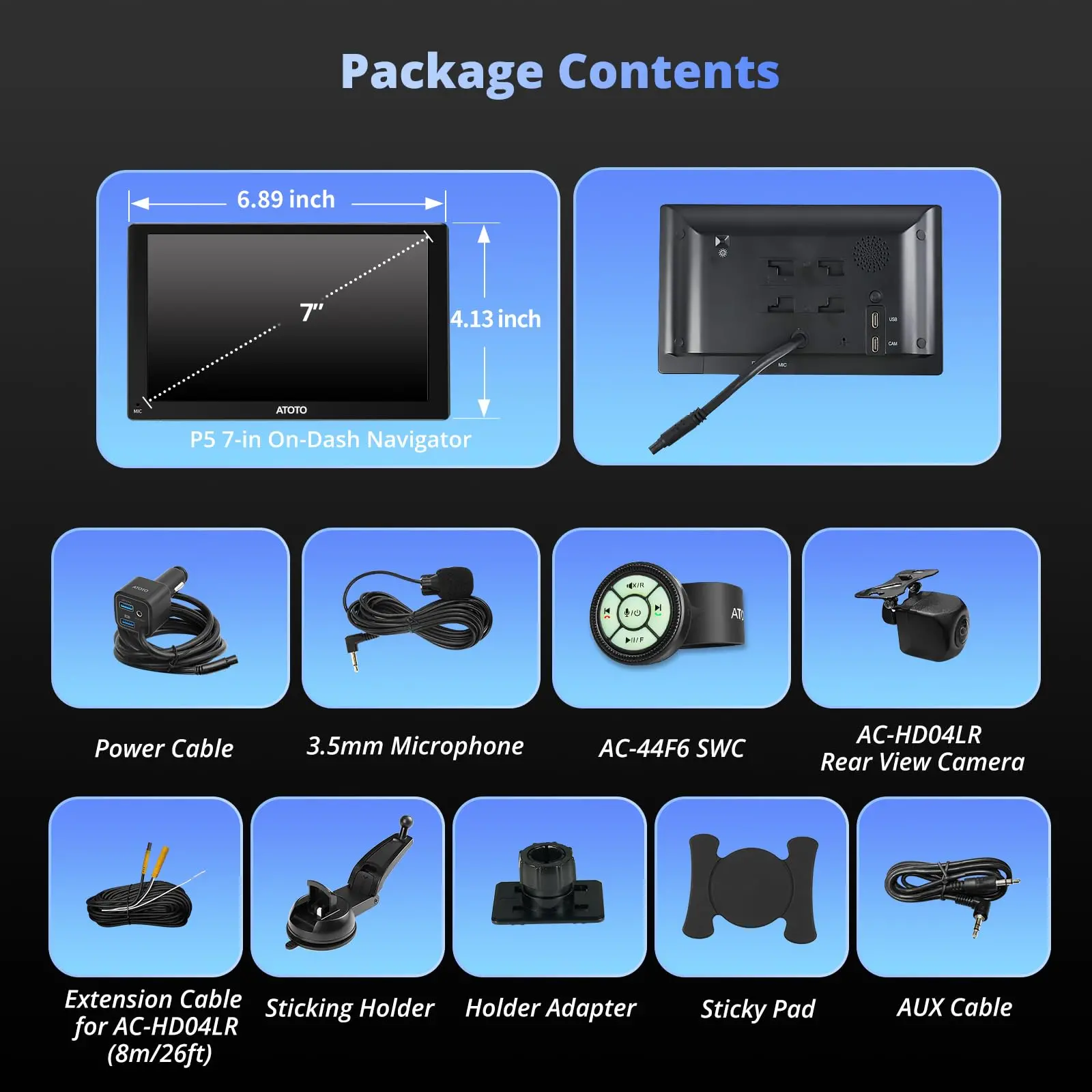 ATOTO P507SD 7" Portable CarPlay Screen with 1080P Backup Camera & Remote Control – Wireless CarPlay & Android Auto Touchscreen, Dash GPS Navigation, QLED Glare-Suppressing Display, MirrorLink - Image 7