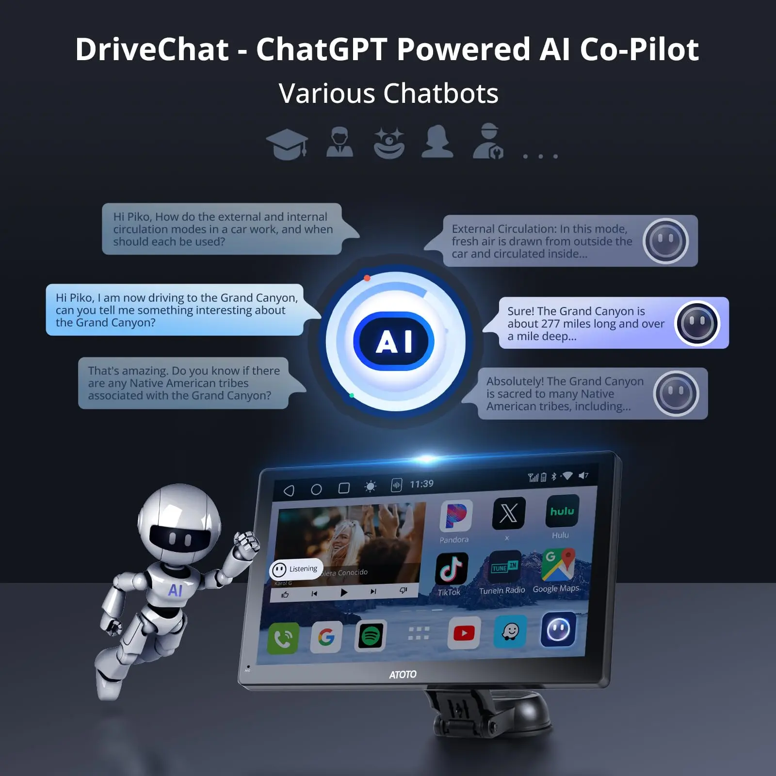 ATOTO 9" Portable Car Stereo with Bluetooth, Wi-Fi, Wireless CarPlay & Android Auto, MirrorLink, GPS Tracking, Multimedia Audio Player - Image 3