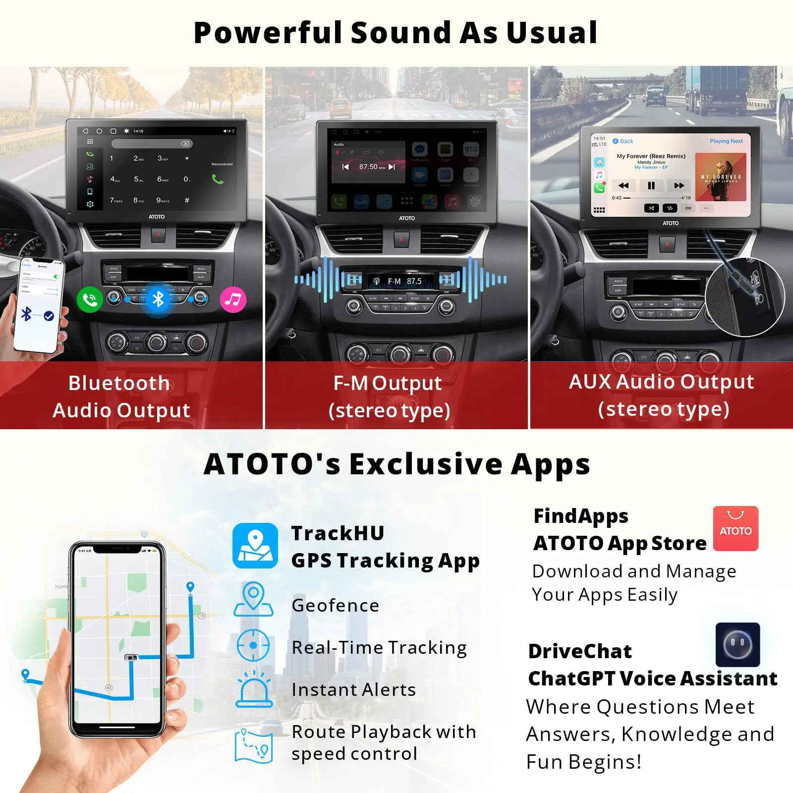 ATOTO 7" Portable Car Stereo with 1080P Front & Rear Cameras, QLED Display, Wireless CarPlay & Android Auto, 4G LTE, 4+32G, Dual Bluetooth, GPS Tracking, HDMI Input - Image 6