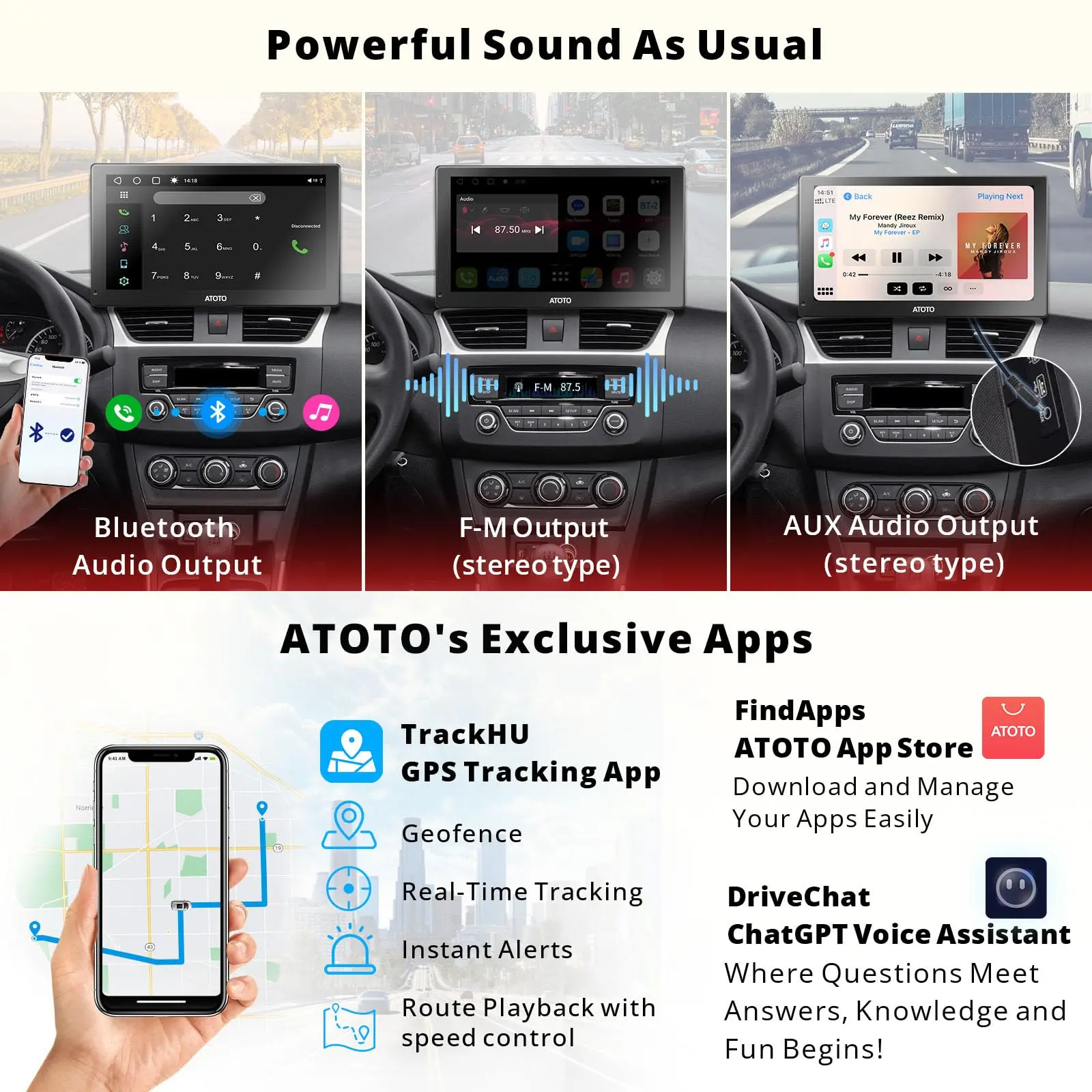 ATOTO 7" Portable Car Stereo with 1080P Front Camera, QLED Display, Wireless CarPlay & Android Auto, 4G LTE, 4+32G, Dual Bluetooth, GPS Tracking, HDMI Input - Image 6