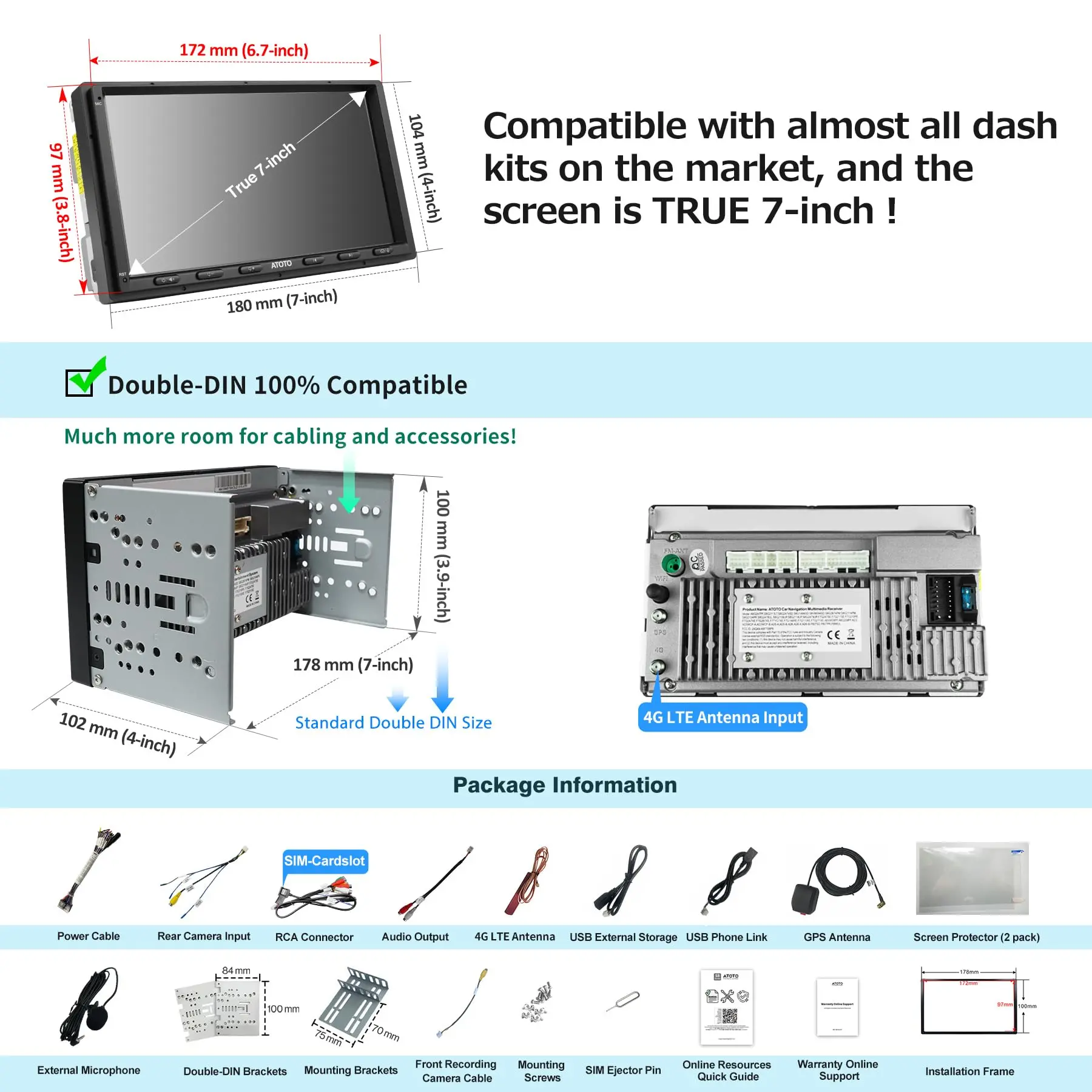 ATOTO S8G2A79UN 7" Double Din Car Stereo,4 * 49W Amp, 2 Bluetooth, GPS Tracking, LRV,  8-Core 6G+128G - Image 8
