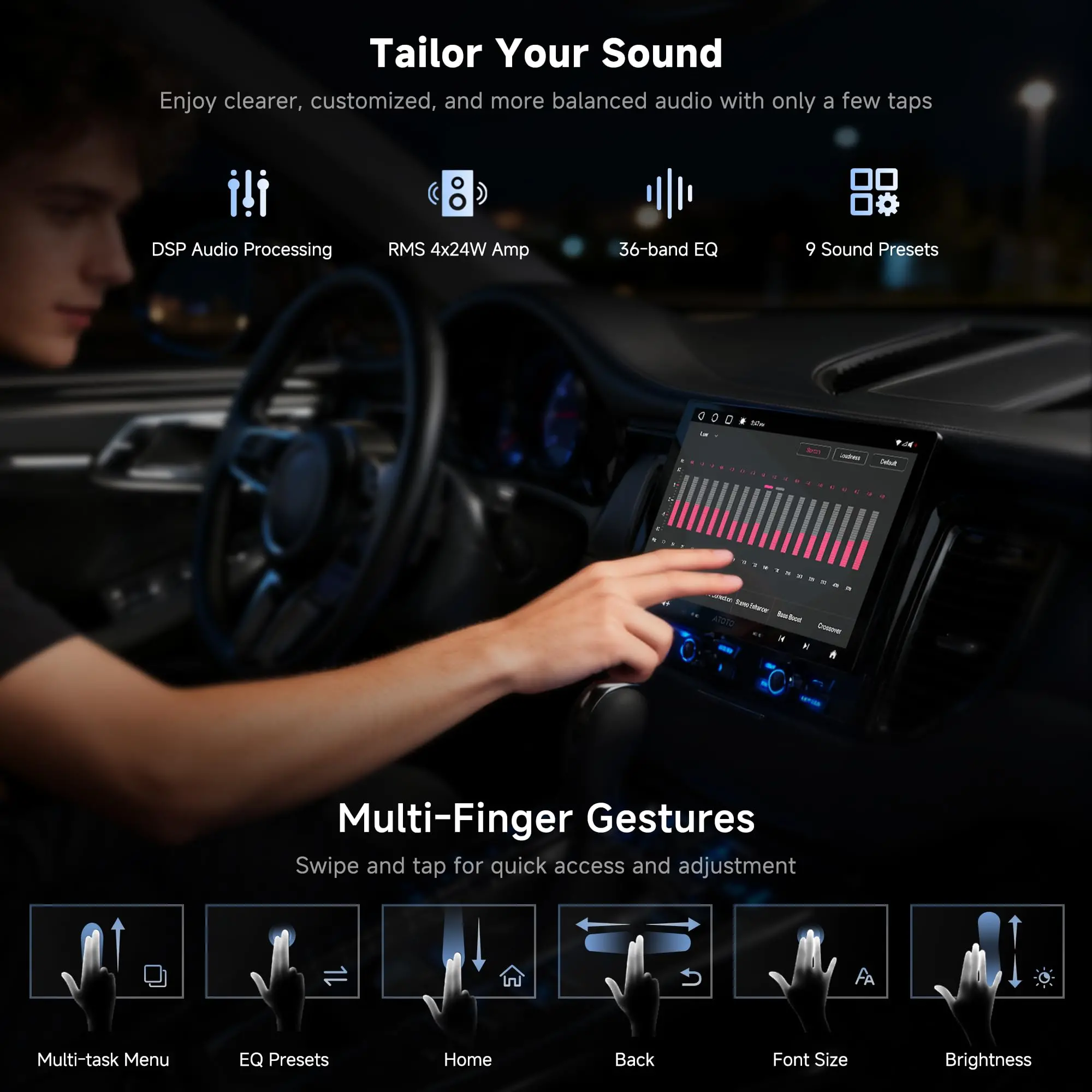 ATOTO S8G1104MS 10" Single Din & Double Din Car Stereo with Backup Camera, Floating QLED Screen, Wireless CarPlay & Android Auto, 4+32G, 4G LTE, ChatGPT-Powered AI Voice Control & Android Radio - Image 6