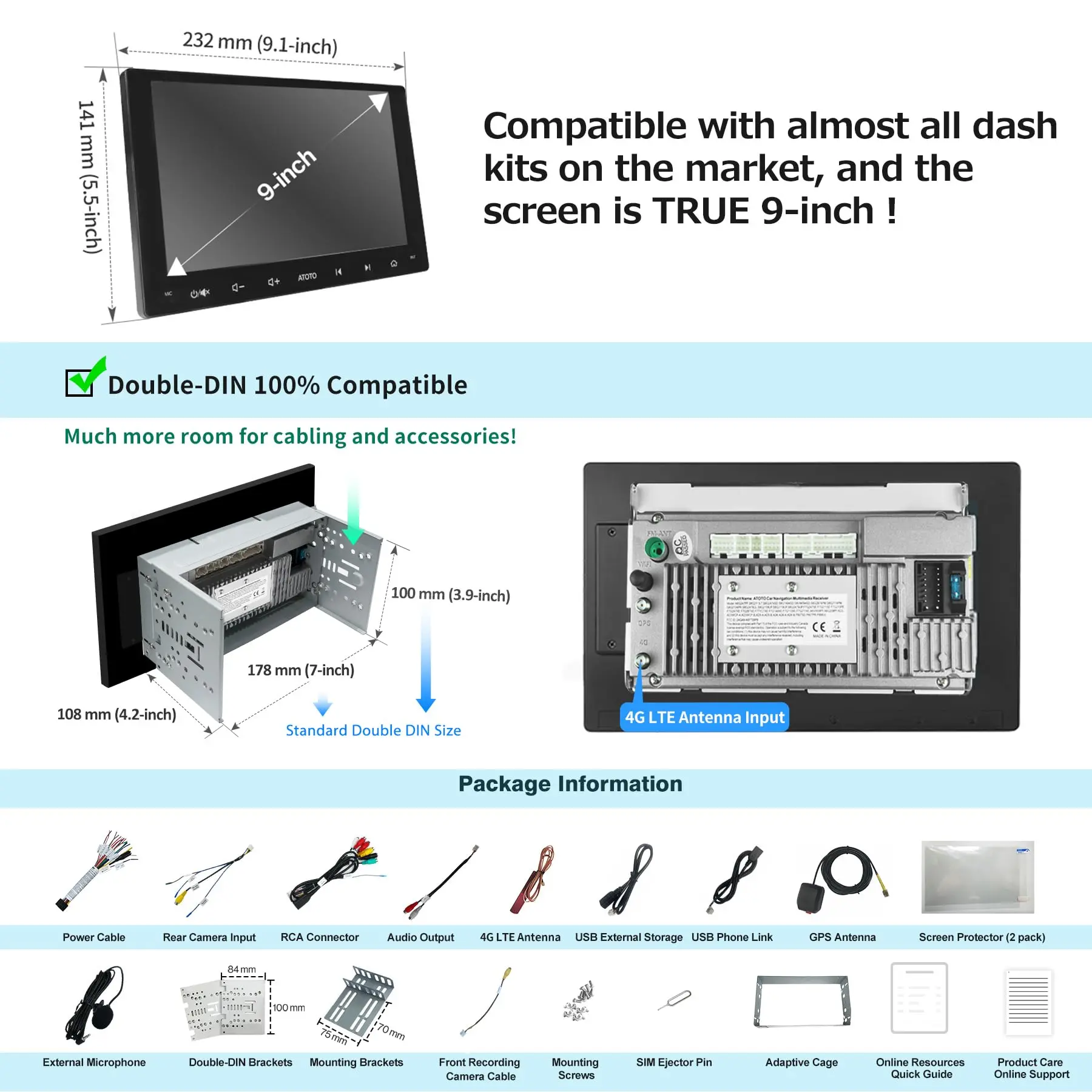 ATOTO S8G2099UN 9" QLED Double Din Car Stereo, Built-in 4G LTE, Wireless CarPlay & Android Auto in-Dash Navigation,4 * 49W Amp,8-Core 6G+128G - Image 7