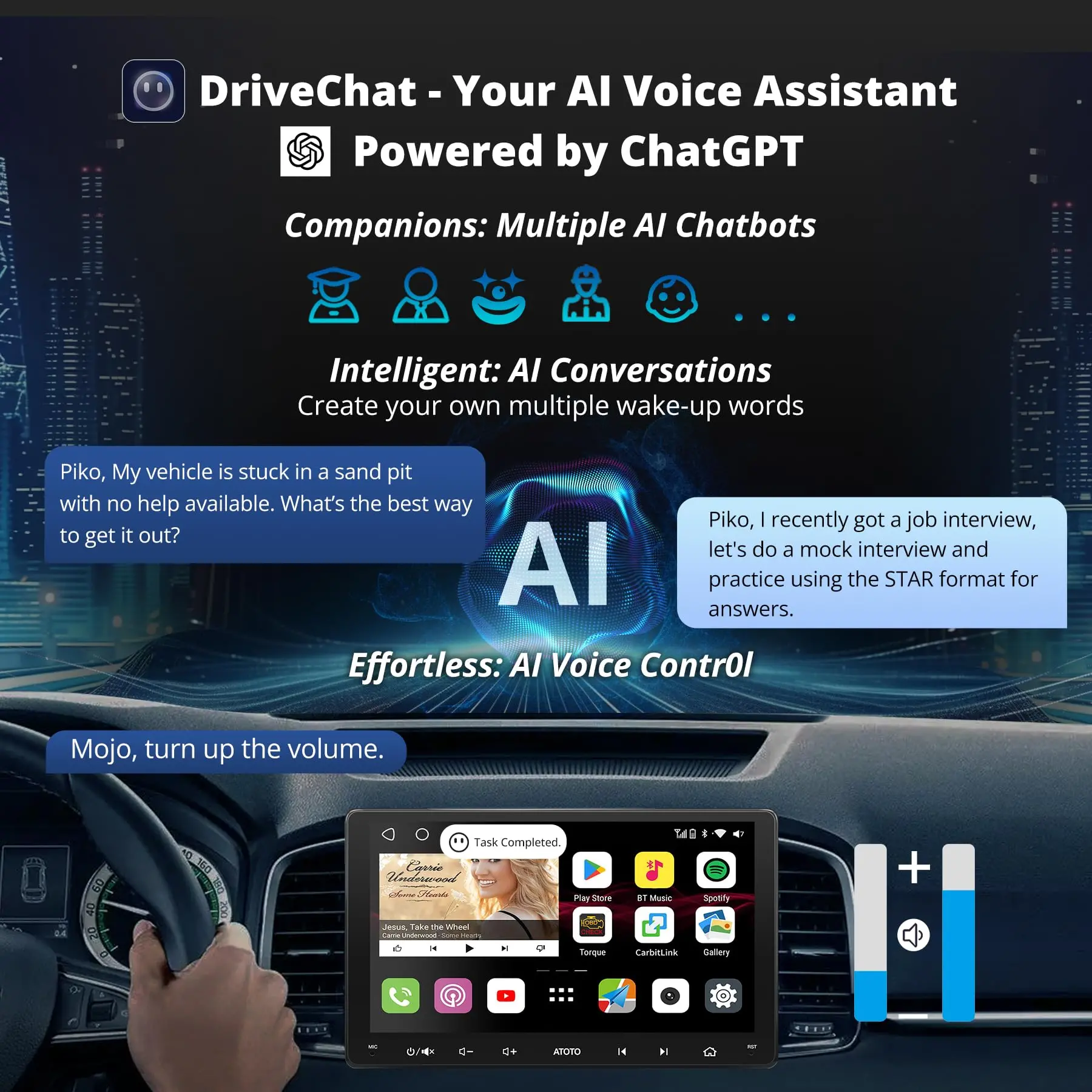 ATOTO S8G2099UN 9" QLED Double Din Car Stereo, Built-in 4G LTE, Wireless CarPlay & Android Auto in-Dash Navigation,4 * 49W Amp,8-Core 6G+128G - Image 4