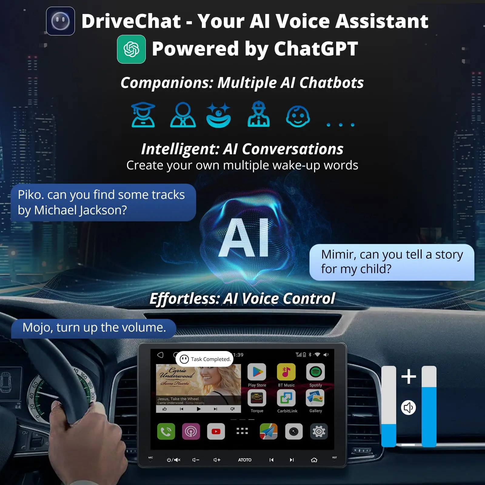 ATOTO S8G2094MS 8-Core 9" Android Double Din Car Stereo, QLED Touchscreen, Wireless CarPlay & Android Auto, Dual Bluetooth, GPS Tracking, SCVC,4G LTE/WiFi&BT&USB Tethering - Image 3