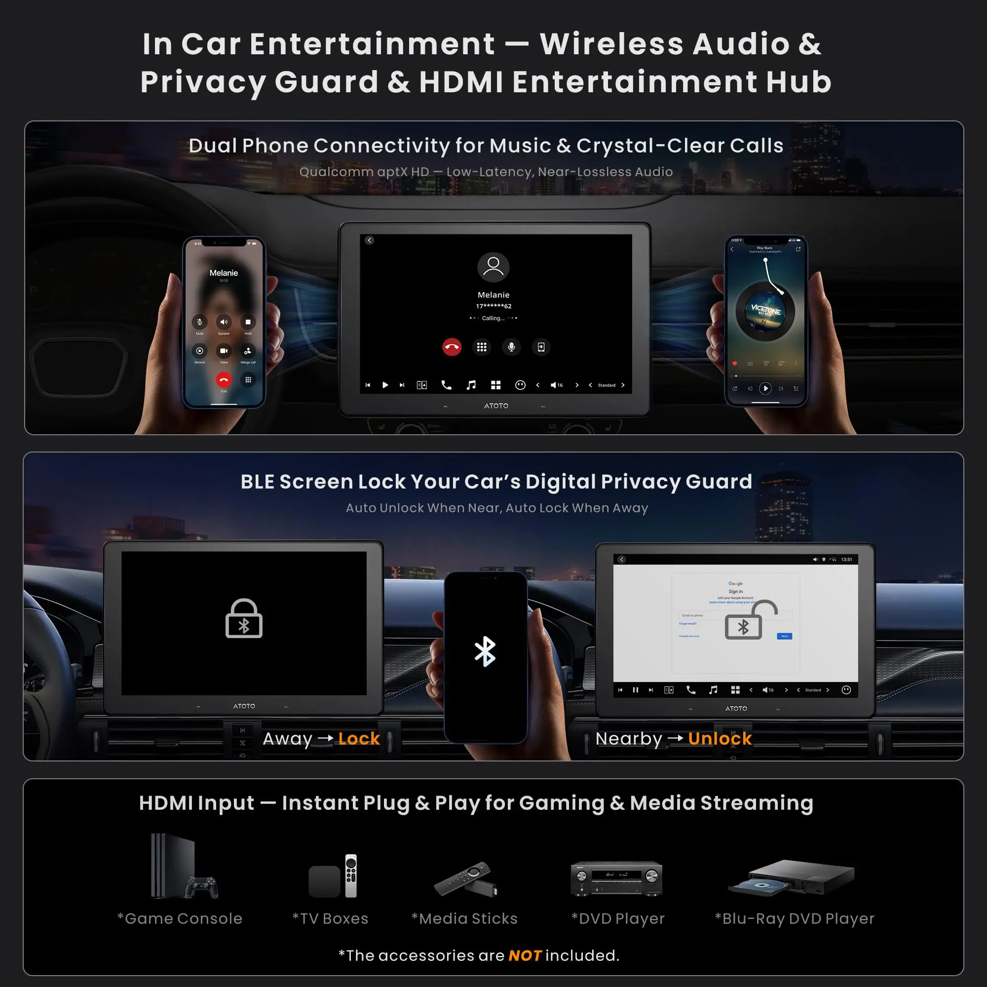 ATOTO X10G110E 10.1" Android Car Stereo with Wireless CarPlay & Android Auto, QLED Floating Touch Screen, Dual 1080P Dash Cam, 8GB RAM, 128GB ROM, DSP 7.1.2 Sound, WiFi/Cellular - Image 6