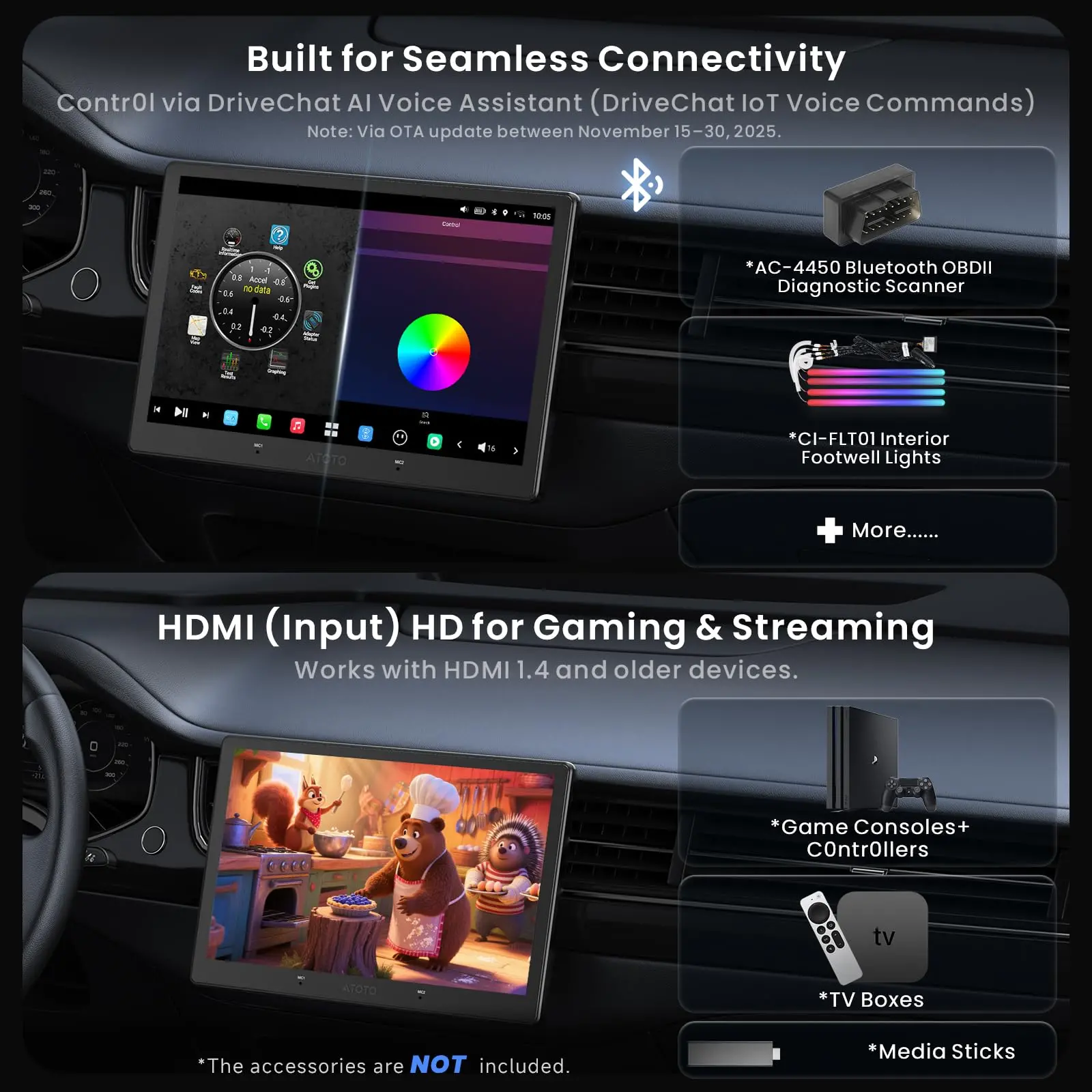 ATOTO X10G211E 10" Double Din Car Stereo, Android In-Dash Navigation, Wireless CarPlay & Android Auto, 4G LTE, ChatGPT AI Assistant, Dual Phone Connection, Dual Bluetooth - Image 7