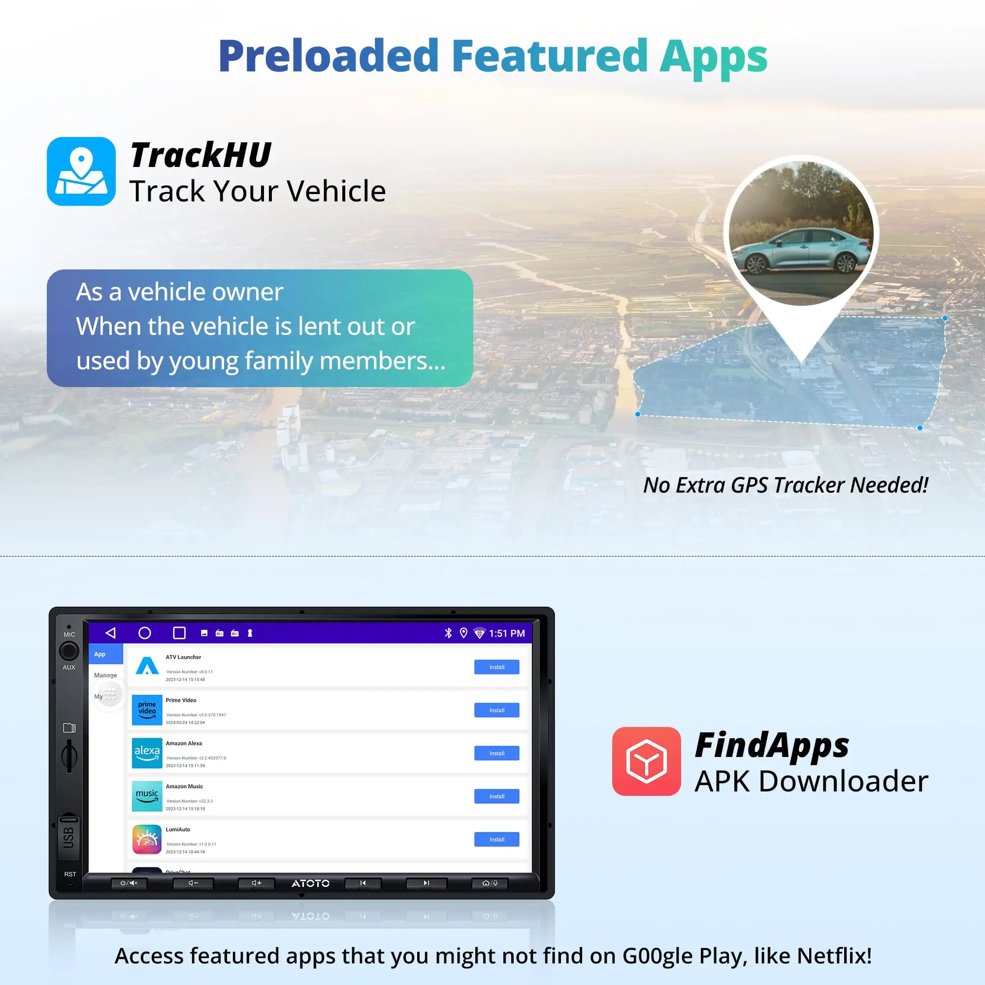 ATOTO A5LG2A7T 7" Double Din Car Stereo with Backup Camera, OBD2 Diagnostic, Wireless CarPlay & Android Auto, GPS, OBD2, Bluetooth, FM/AM/TF, 2G+32G - Image 8