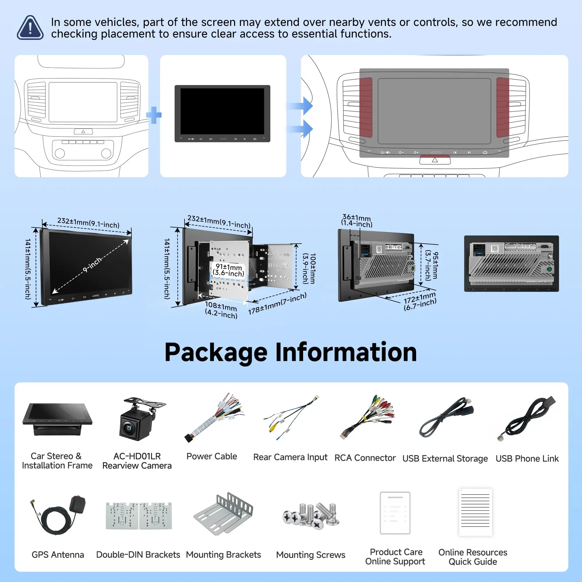 ATOTO A5LG209T-S01 9" Android Double Din Car Stereo with Backup Cam, Touchscreen, Wireless Carplay&Android Auto, WiFi, BT Tethering, MirrorLink, 24-Band EQ, FM/AM, 2+32G - Image 7