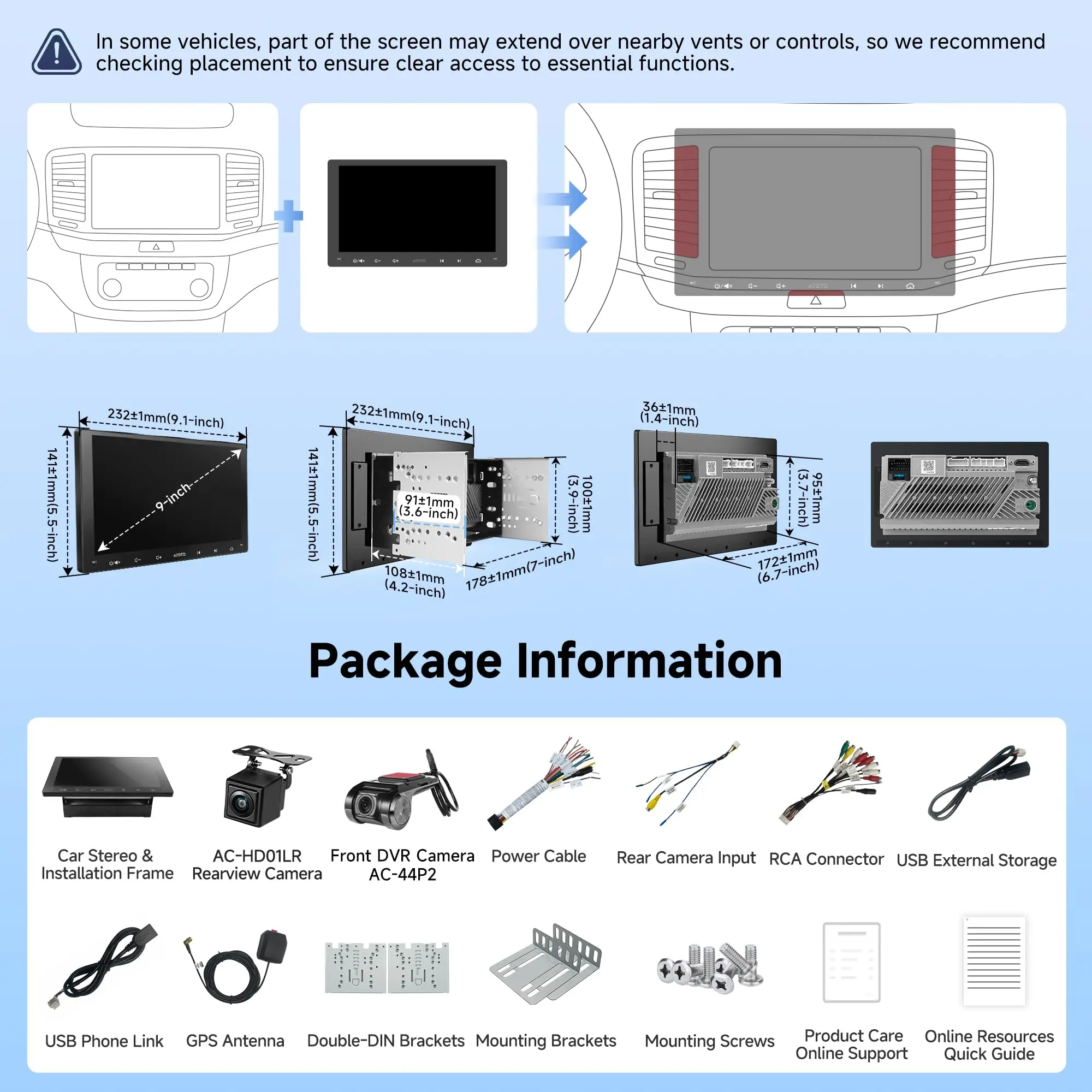 ATOTO A5LG209T 9" Double Din Android Car Stereo with Backup Camera & DVR Dashcam, Wireless Android Auto/CarPlay, GPS Tracking, Drivechat AI, WiFi/Bluetooth/USB, FM/AM/EQ, 2G+32G - Image 7