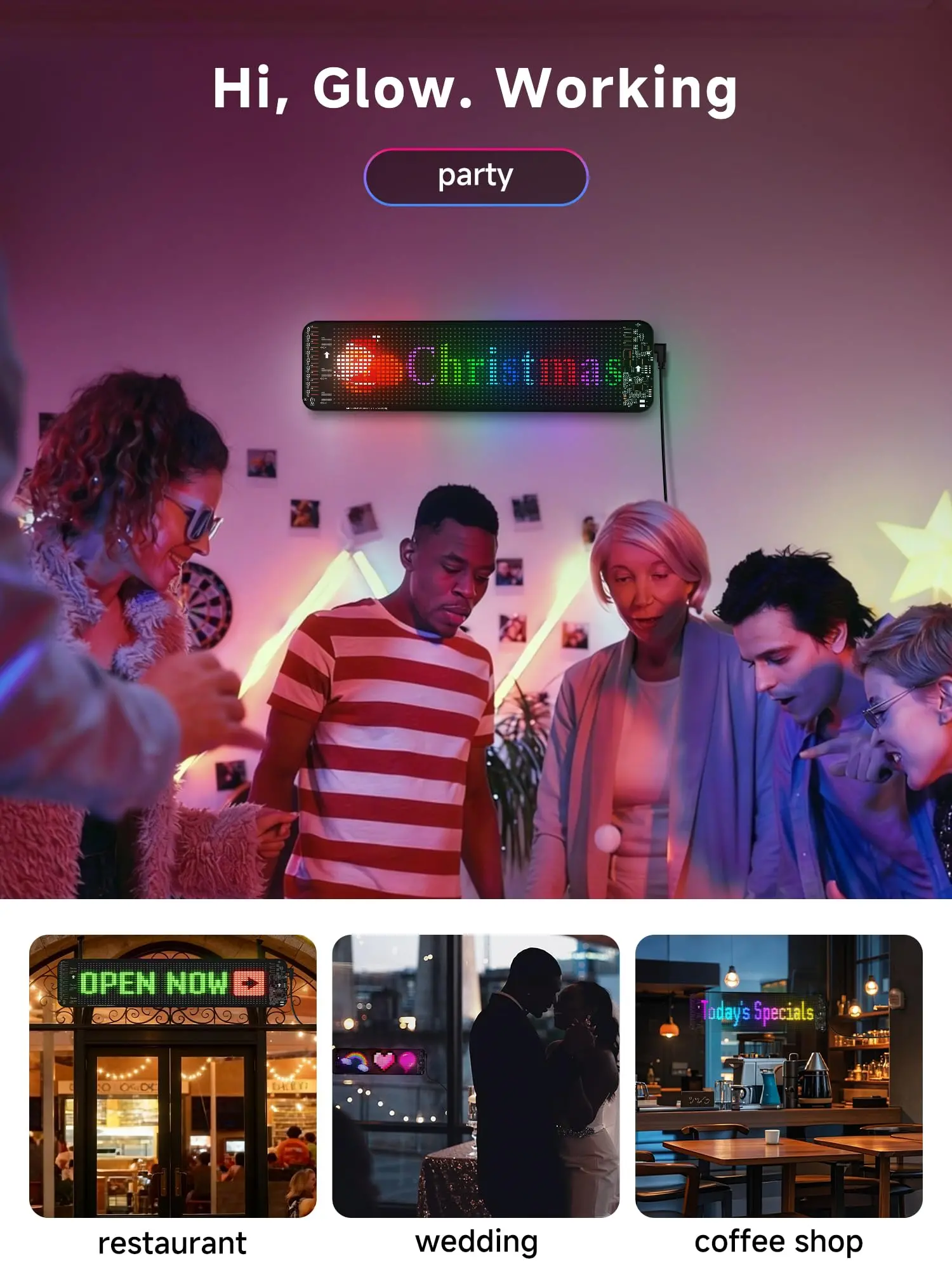 ATOTO CI-VIALD13 Scrolling Advertising LED Signs, AI Voice Control, Programmable led sign，Bluetooth APP Control，13.7" x 4" - Image 3