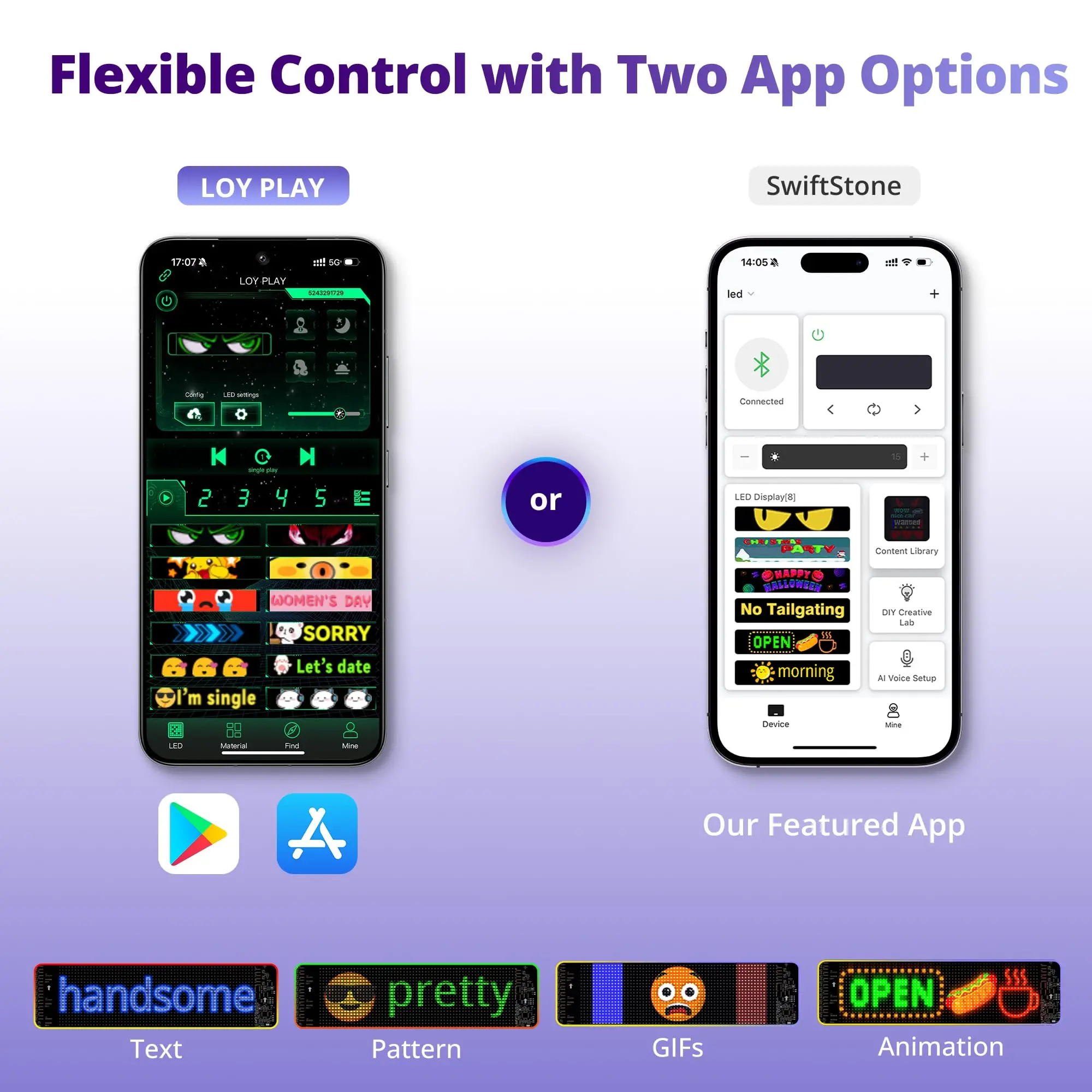 ATOTO CI-VIALD19 Programmable LED Car Sign - 19.4" Voice & App Controlled Scrolling Text Display with Custom RGB Animations for Vehicles, Stores & Hotels (USB 5V Powered, Flexible Mount) - Image 3