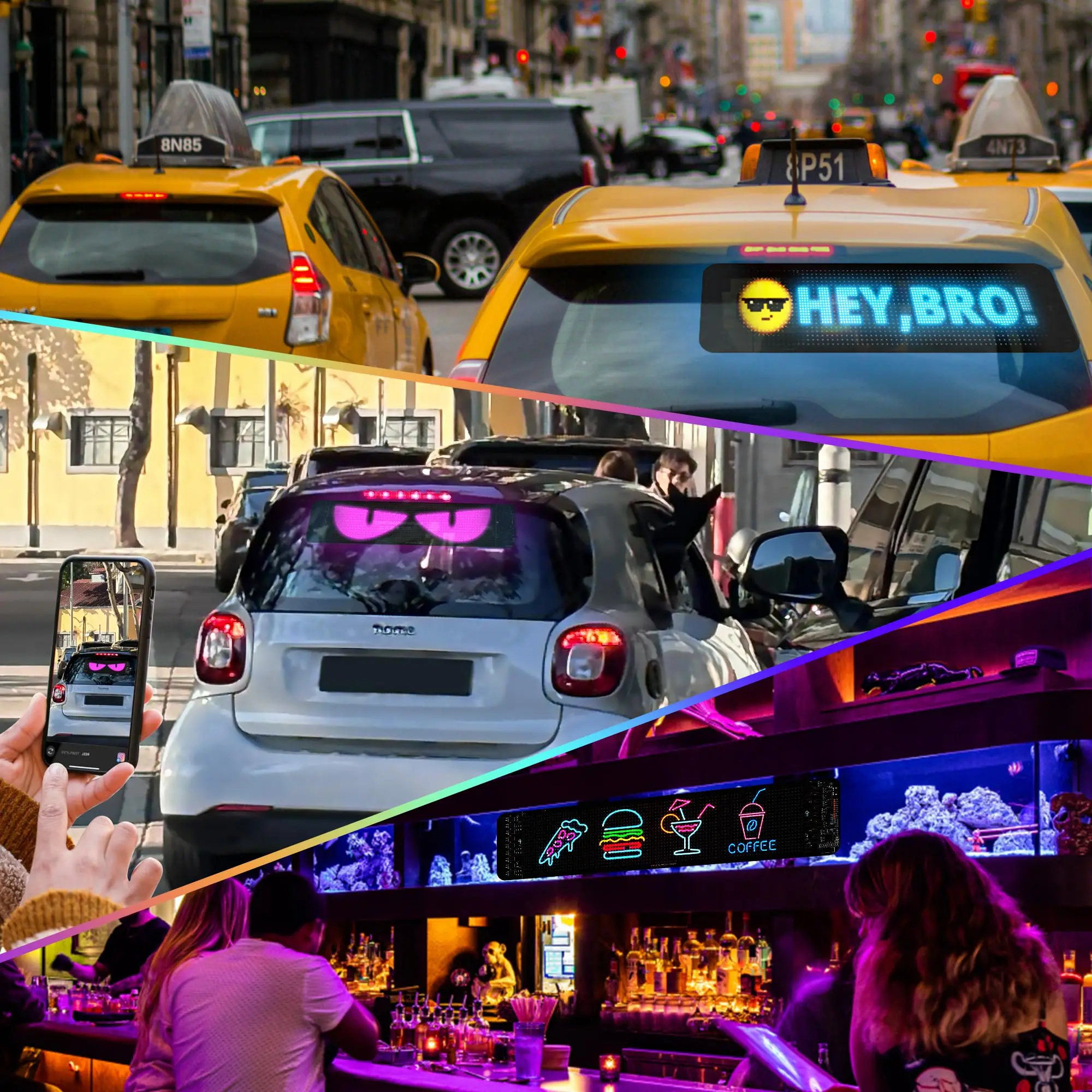 ATOTO CI-VIALD19 Programmable LED Car Sign - 19.4" Voice & App Controlled Scrolling Text Display with Custom RGB Animations for Vehicles, Stores & Hotels (USB 5V Powered, Flexible Mount) - Image 4